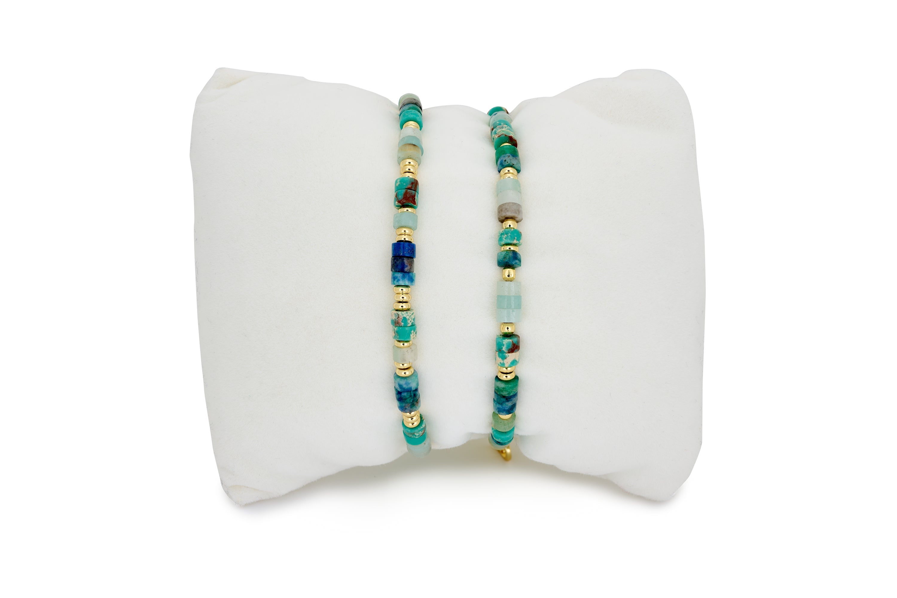 Gina Turquoise Gold Bracelet Stack #color_turquoise