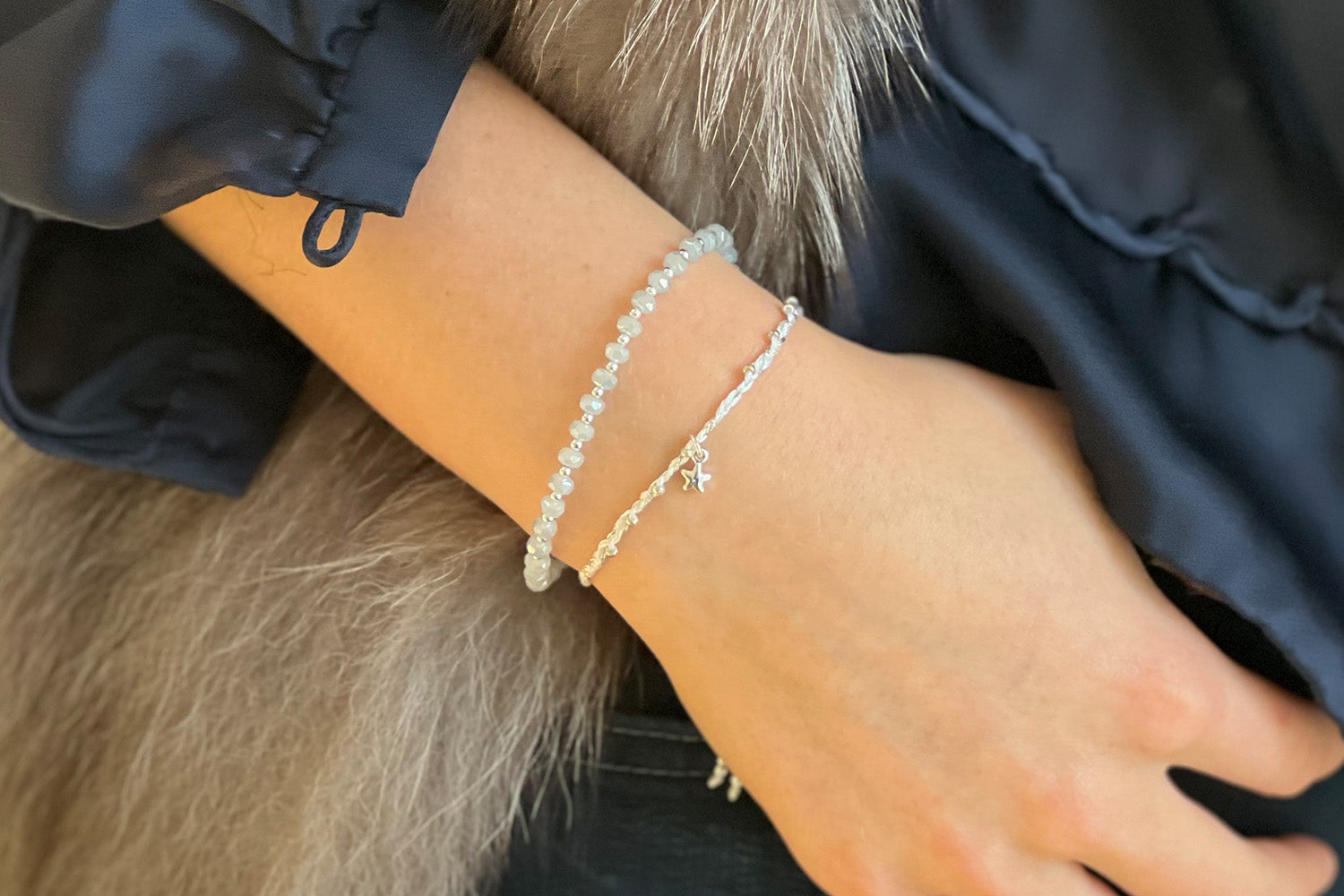 Marsic White & Silver 2 Layer Bracelet Stack - Boho Betty