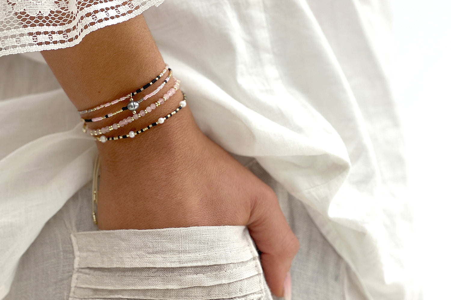 Mabe Grey Pearl 2 Layer Bracelet - Boho Betty