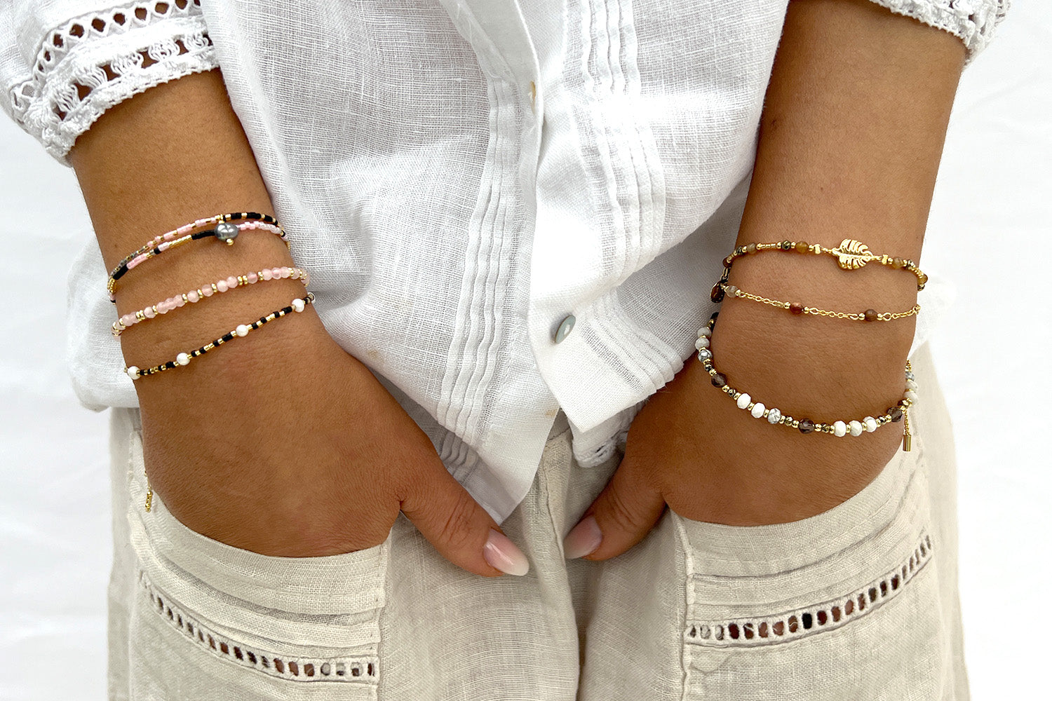 Mabe Grey Pearl 2 Layer Bracelet - Boho Betty
