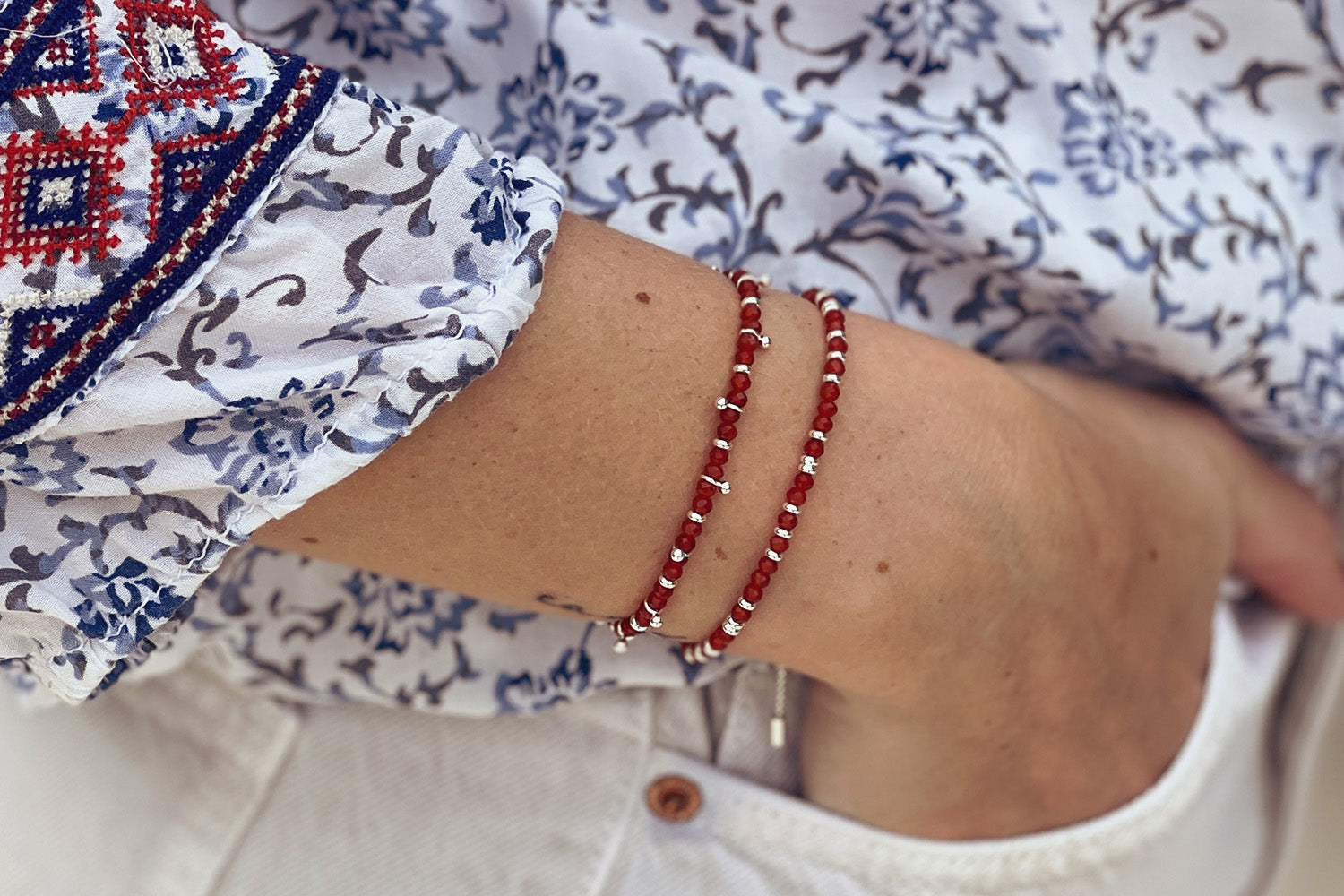 Serenity Carnelian Bracelet Stack - Boho Betty