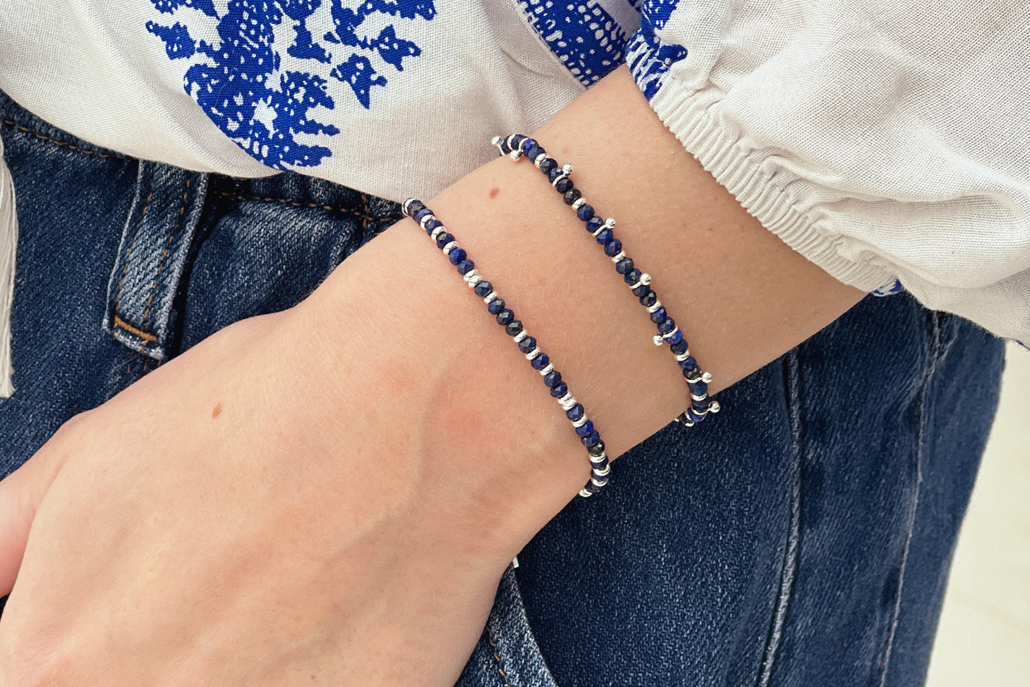 Serenity Lapis Lazuli Bracelet Stack - Boho Betty