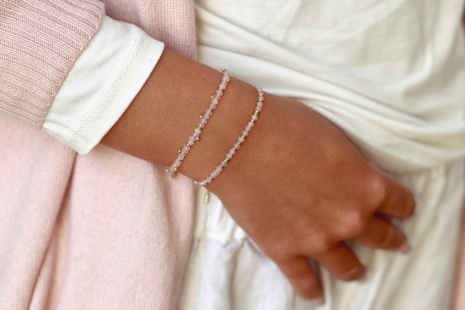 Serenity Rose Quartz  Bracelet Stack - Boho Betty