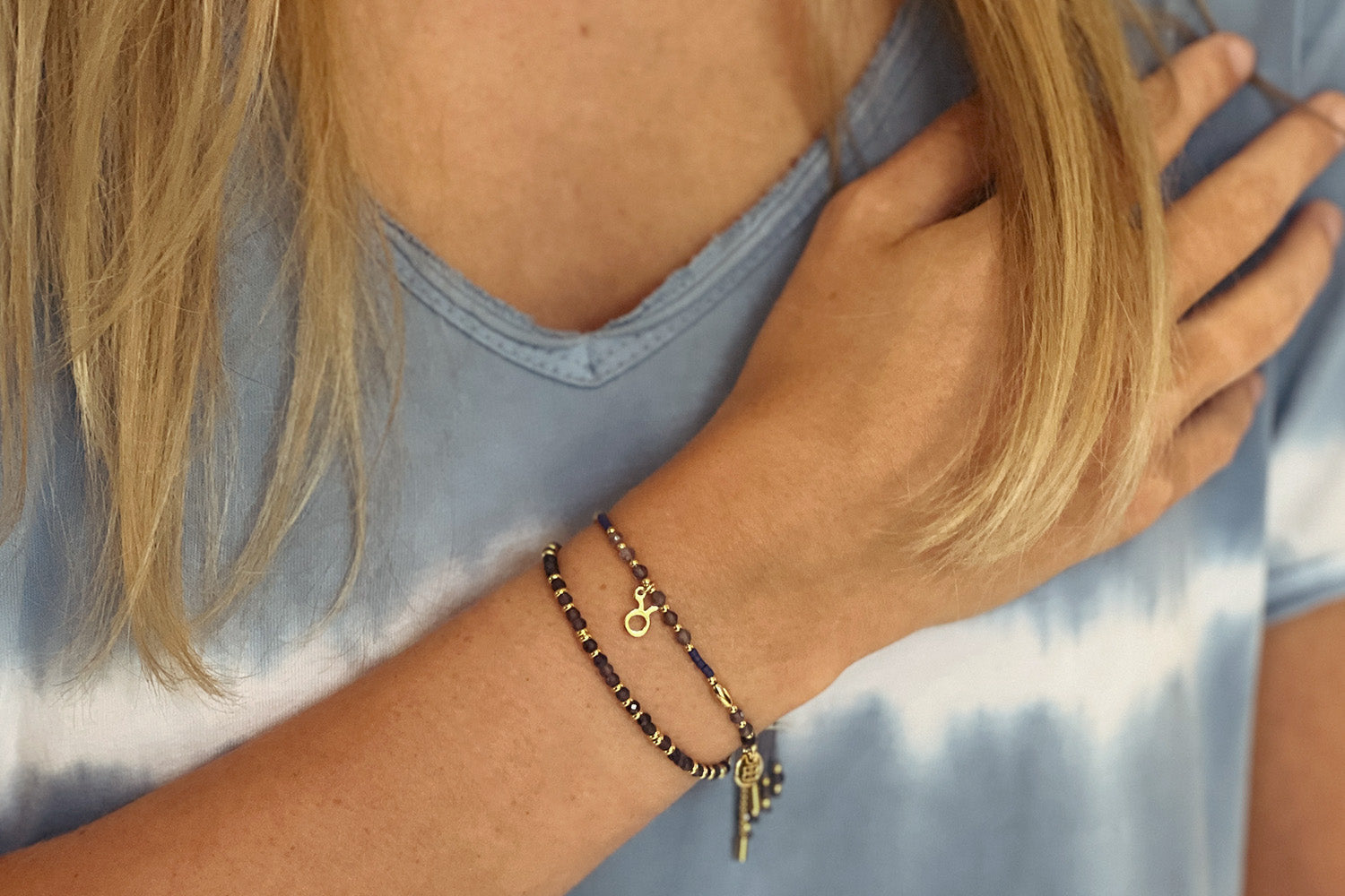 Mystical Iolite Gold Bracelet - Boho Betty