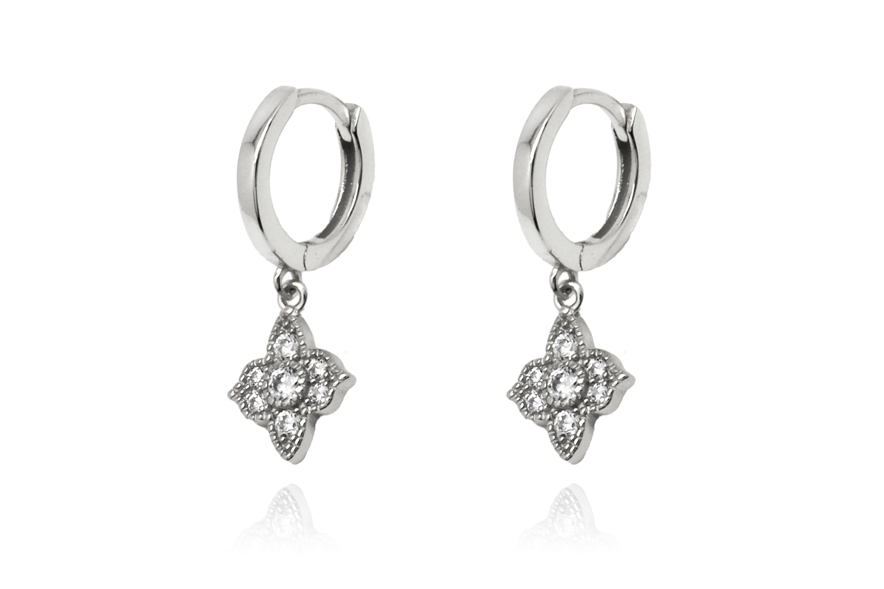 Theron Clear CZ Silver Hoop Earrings - Boho Betty