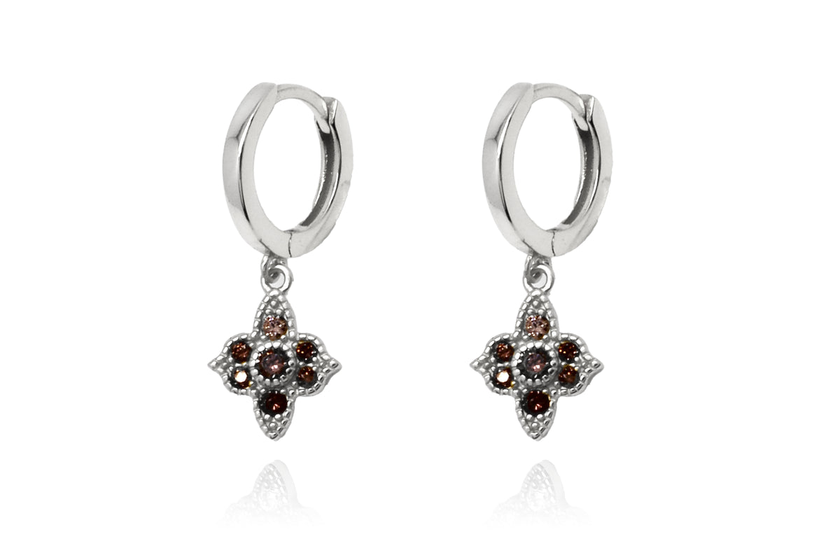 Theron Smokey CZ Sterling Silver Hoop Earrings