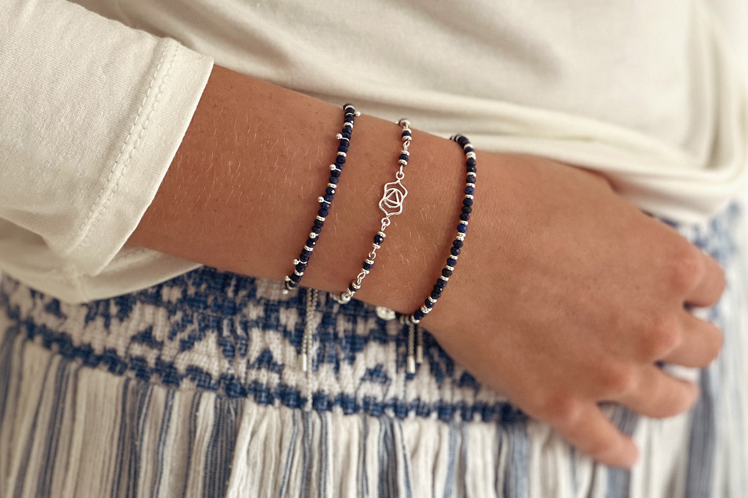 Third Eye Chakra Gemstone Bracelet Silver - Boho Betty