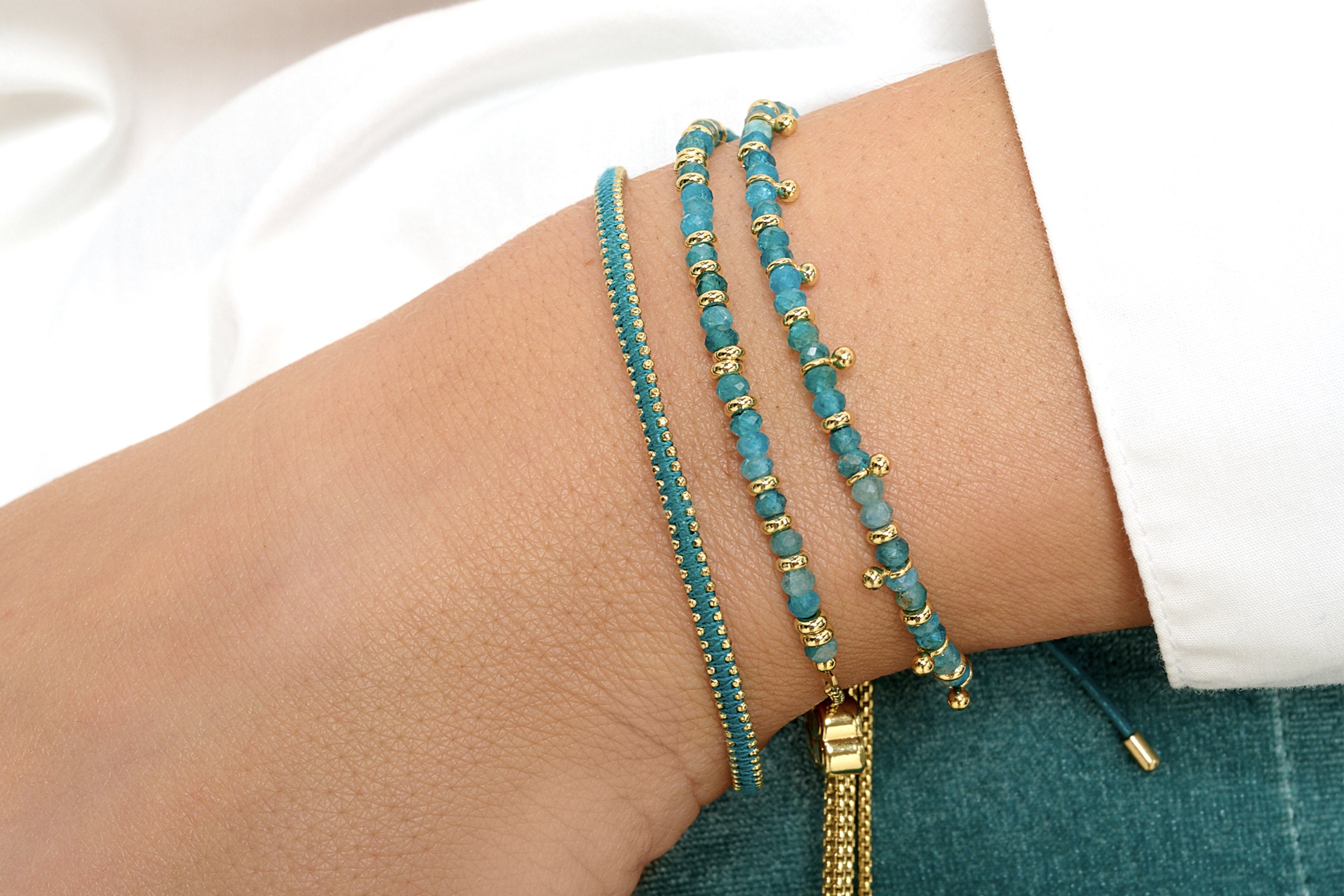 Mystical Apatite Gold Bracelet - Boho Betty