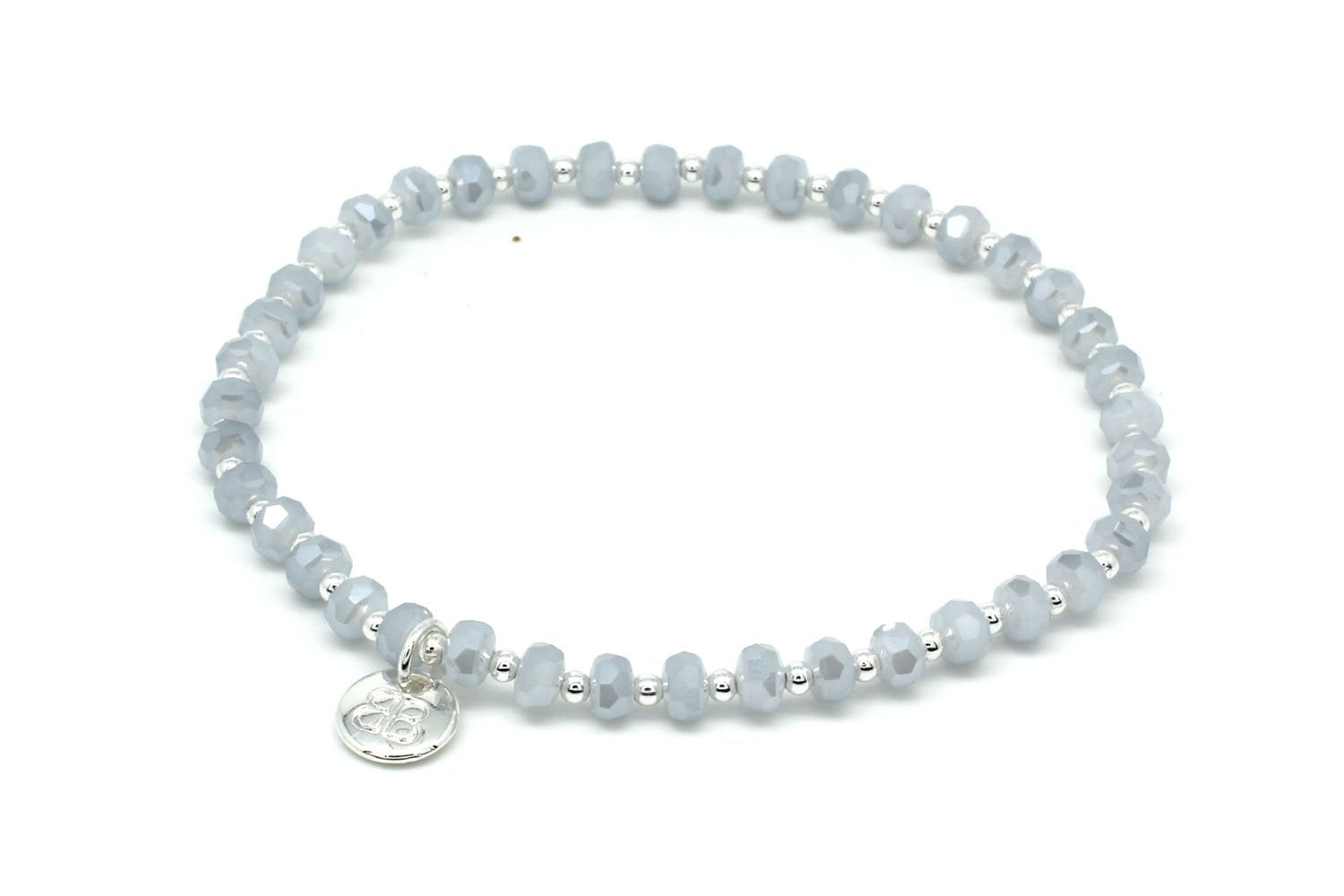 Prunus Grey & Silver Stretch Crystal Bracelet - Boho Betty