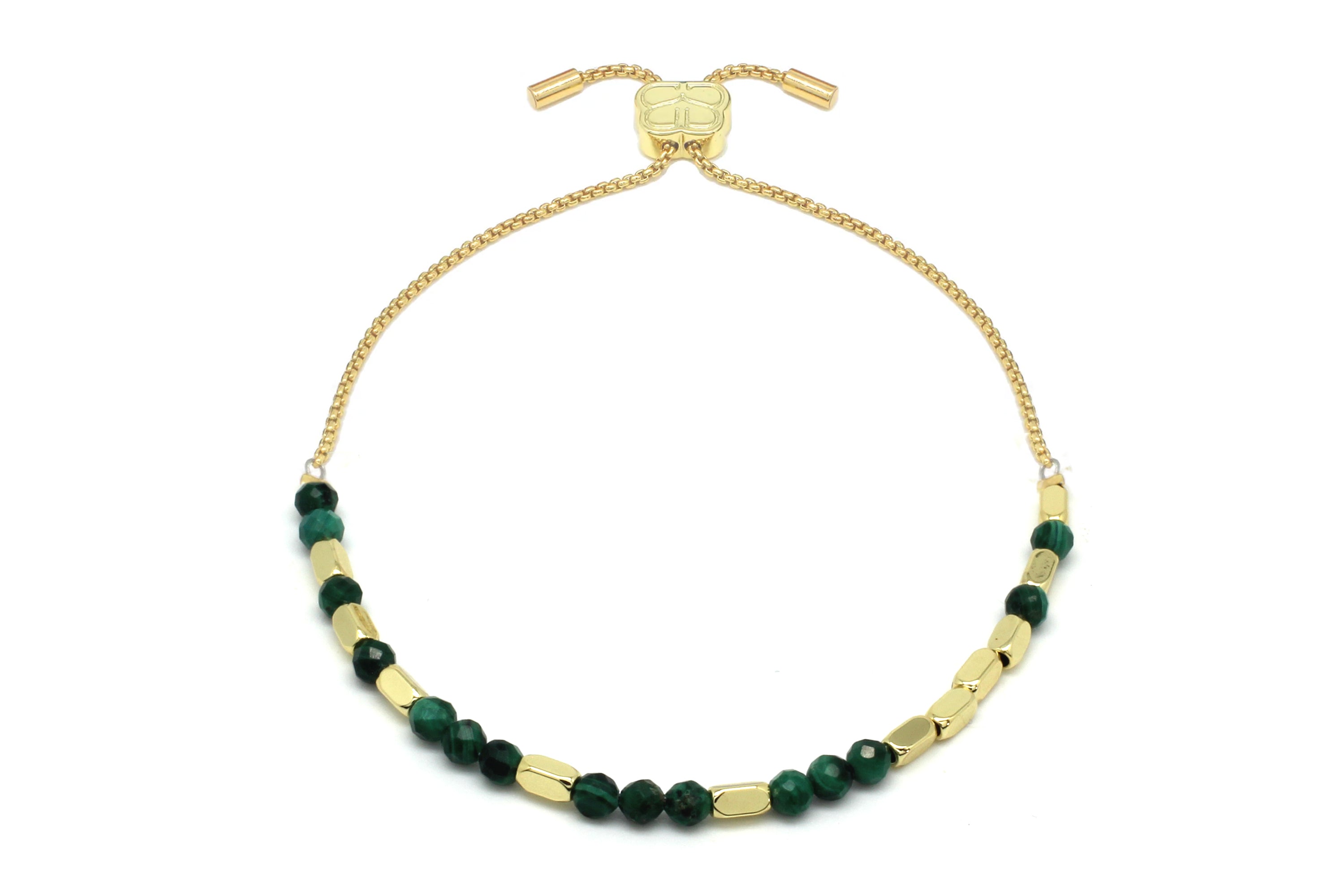 Morse Code Confidence Gemstone Gold Bracelet #color_gold