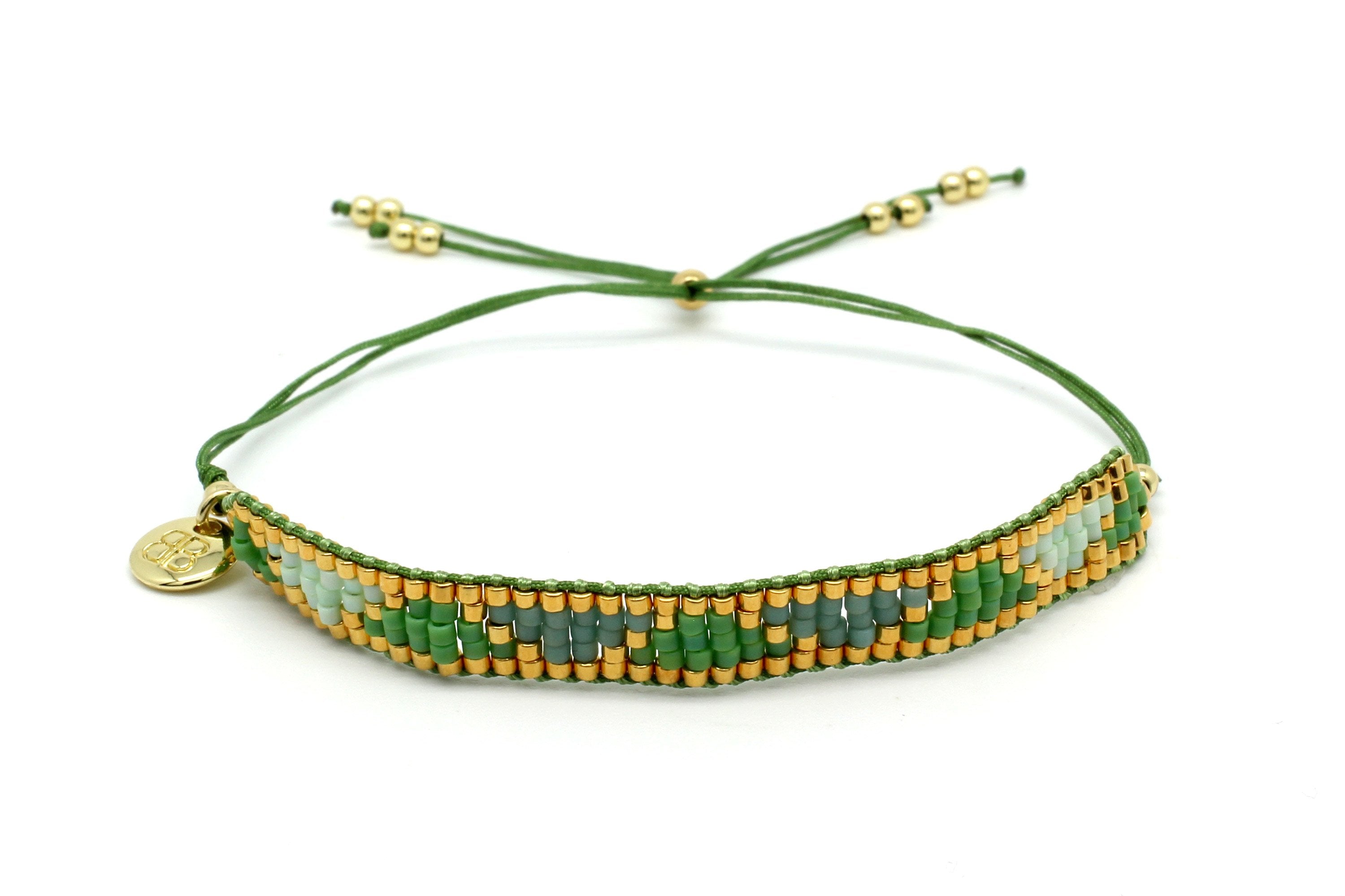 Venus Point Green & Gold Beaded Bracelet - Boho Betty