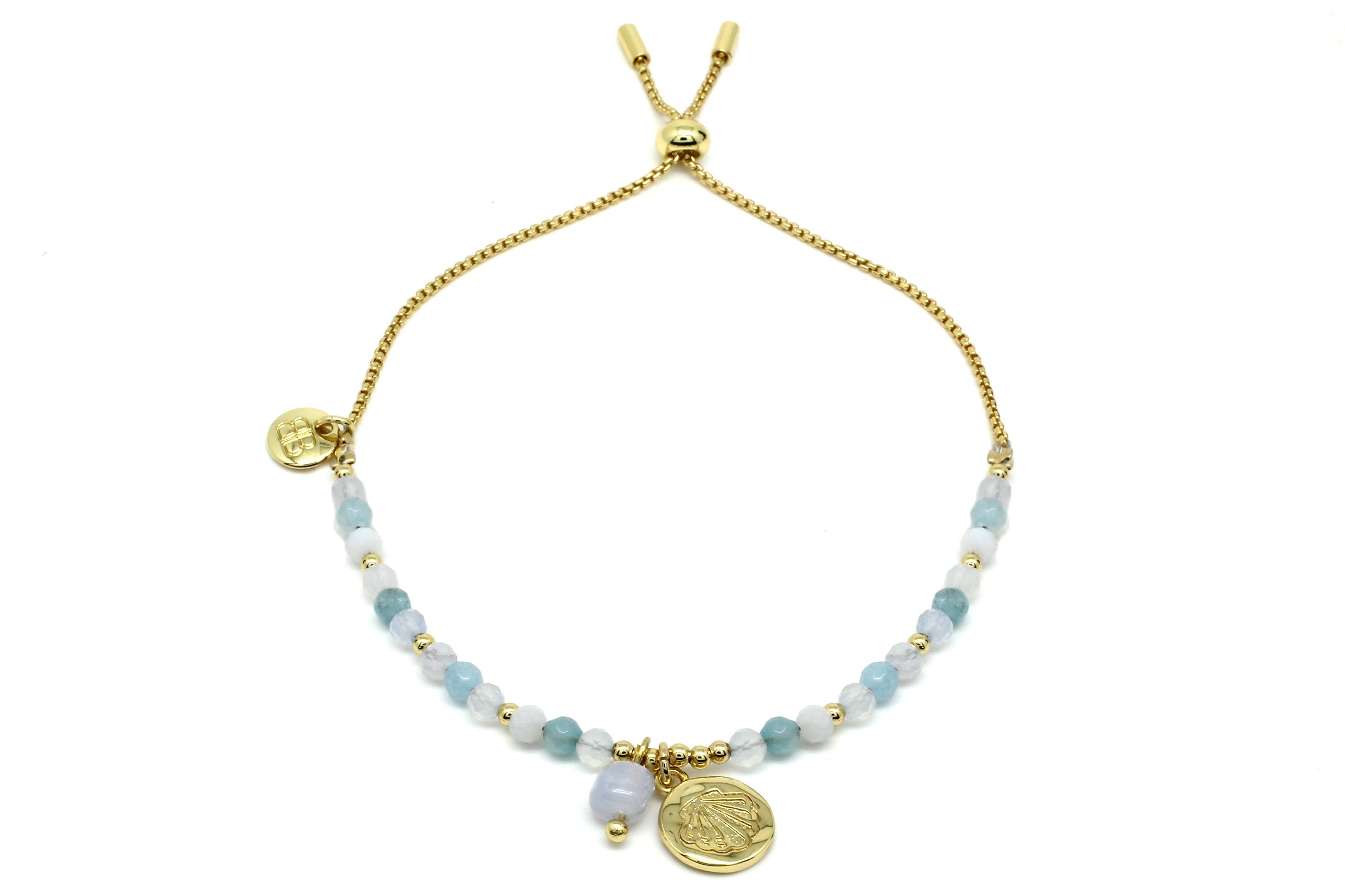 Amrum Light Blue & Gold Charm Bracelet - Boho Betty