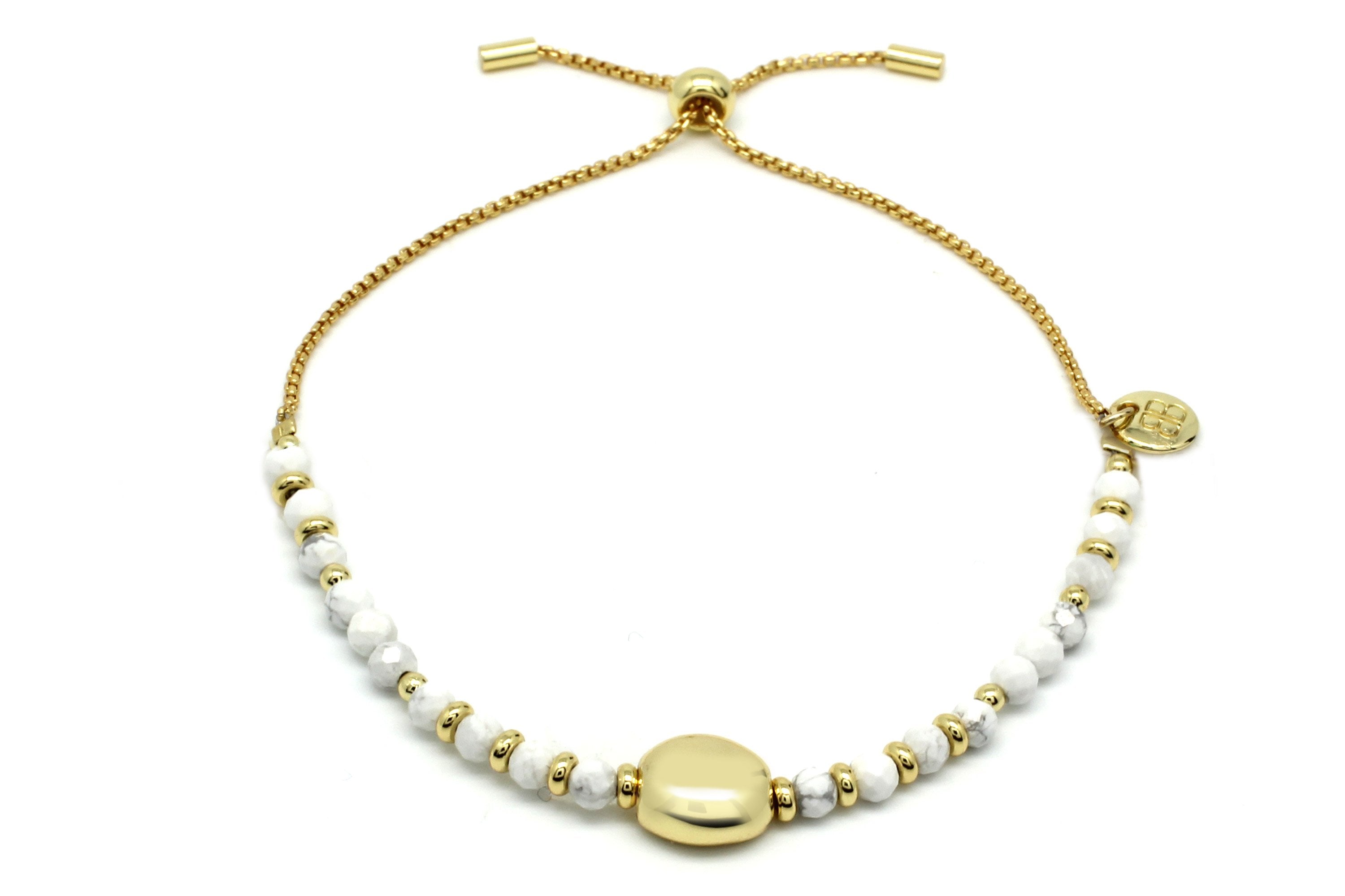 Kribi White & Gold Pebble Bracelet - Boho Betty