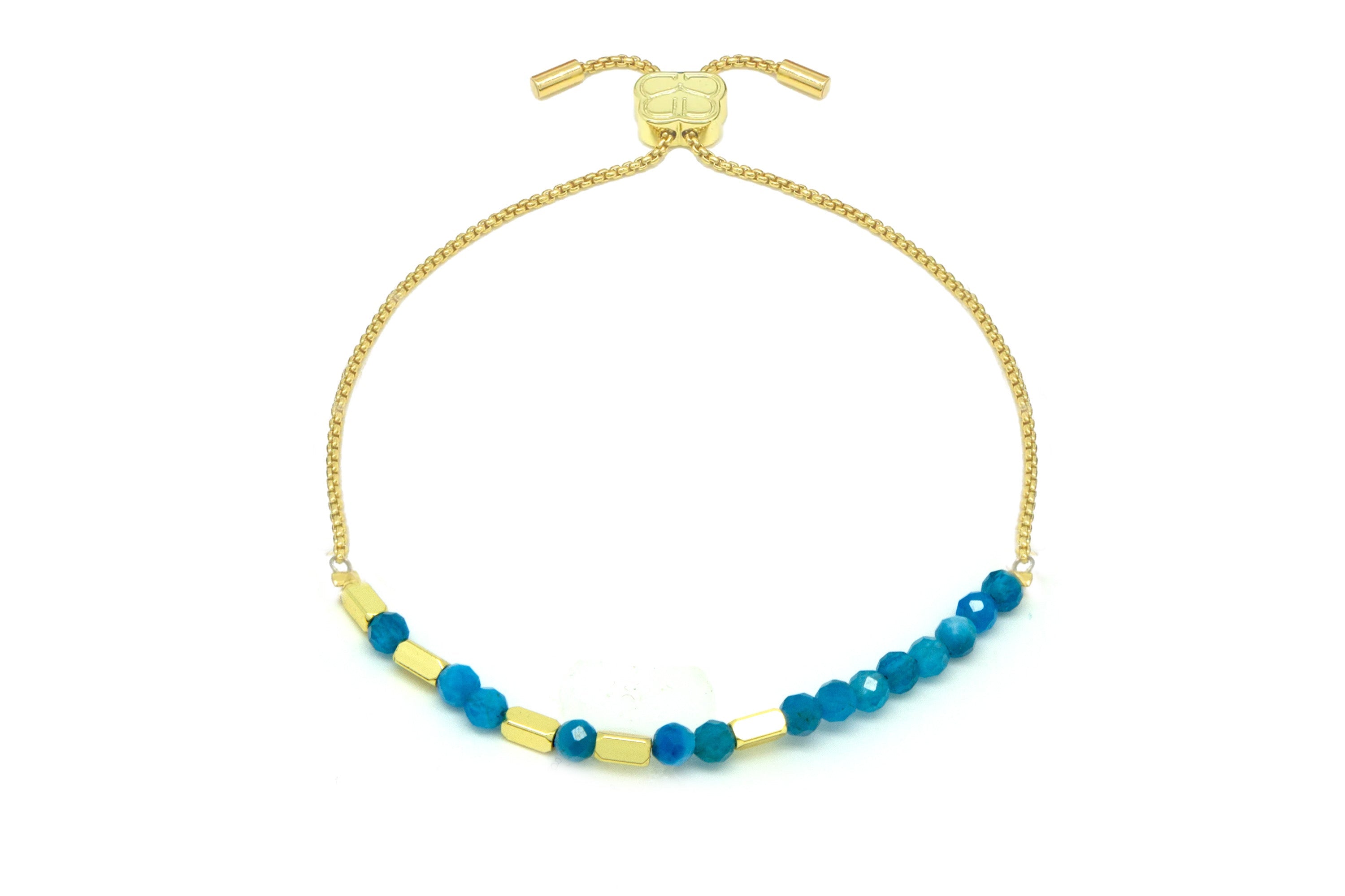 Morse Code Kindness Gemstone Gold Bracelet - Boho Betty
