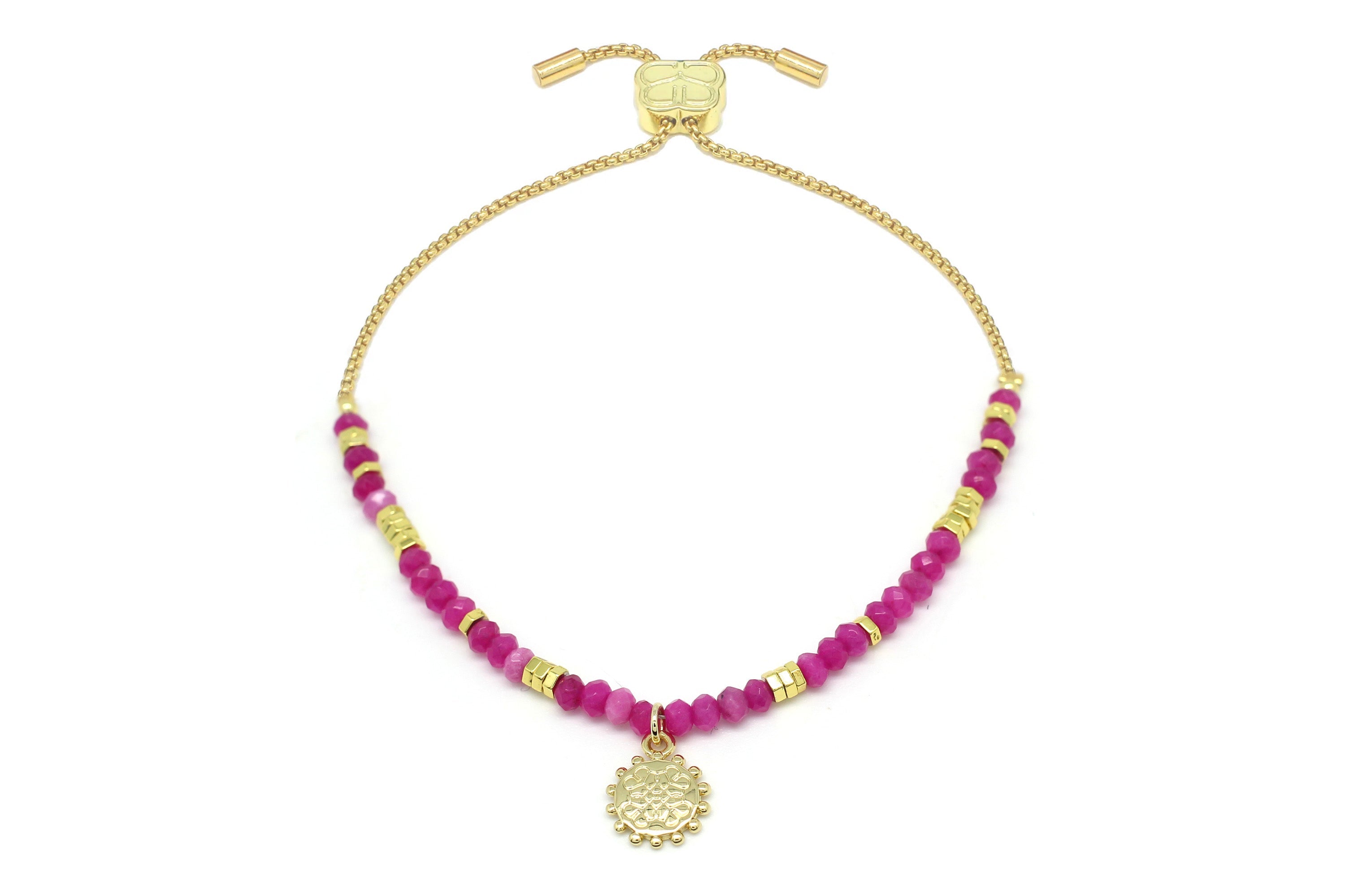 Rosado Hot Pink Gold Bracelet - Boho Betty