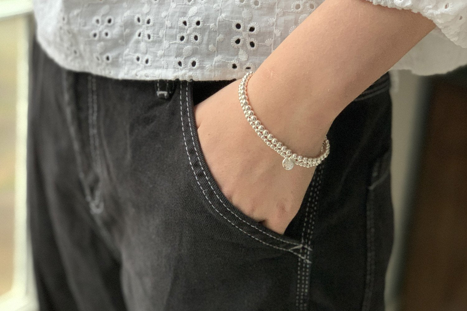 Samra Silver Stretchy Bracelet Duo - Boho Betty