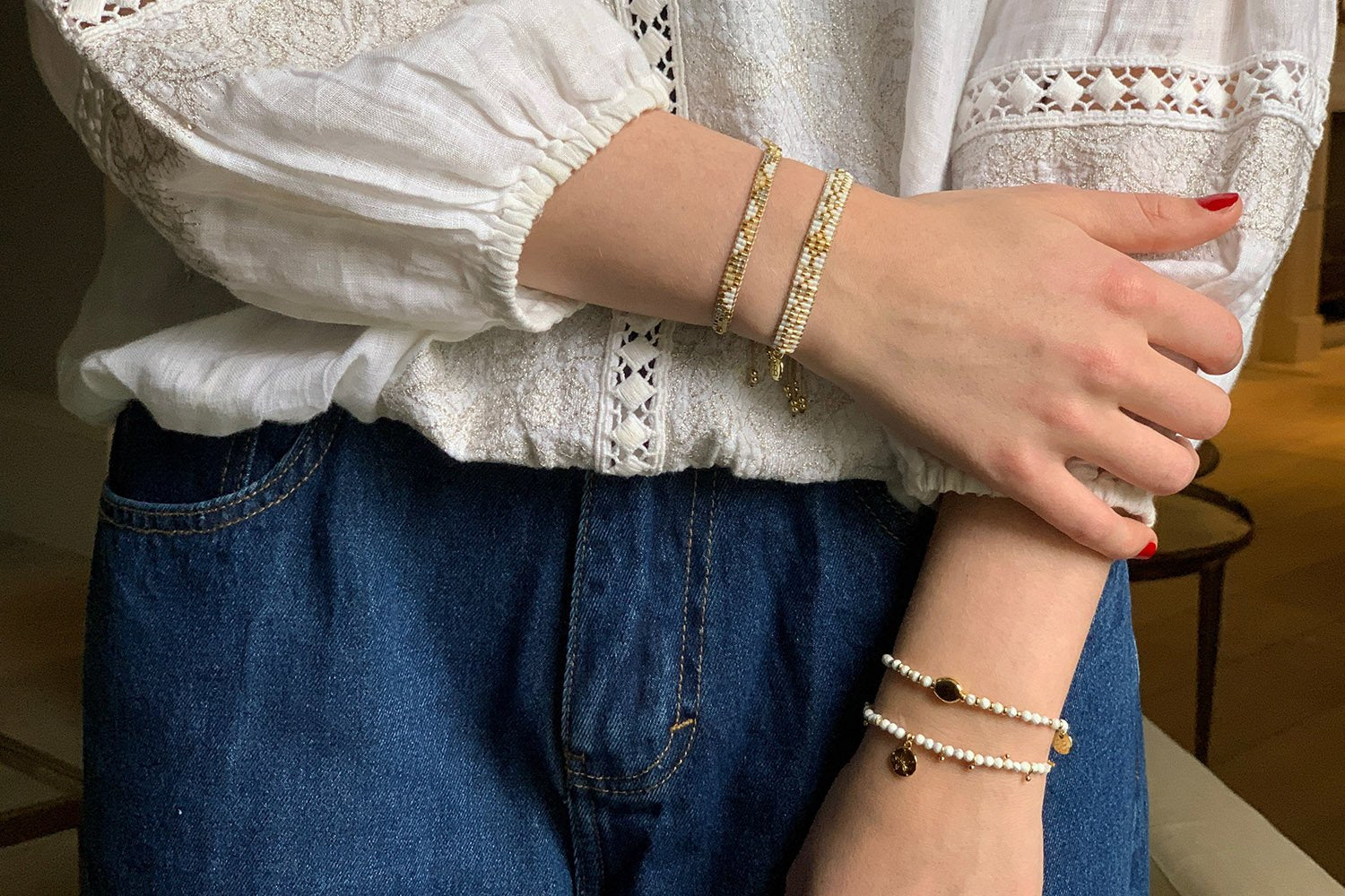 Serasa Gold & White Charm Bracelet - Boho Betty