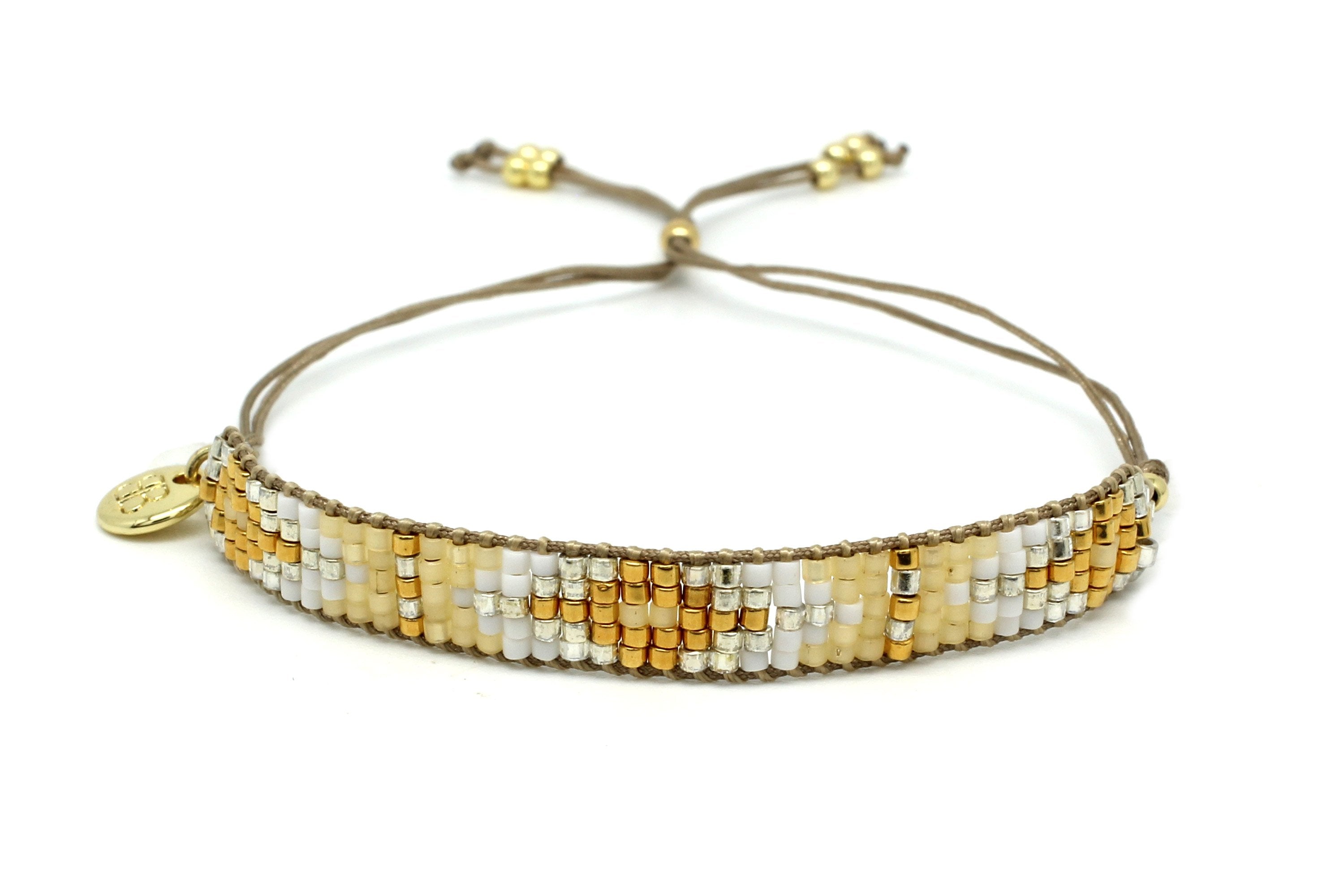 Starlight Gold Beaded Friendship Bracelet - Boho Betty
