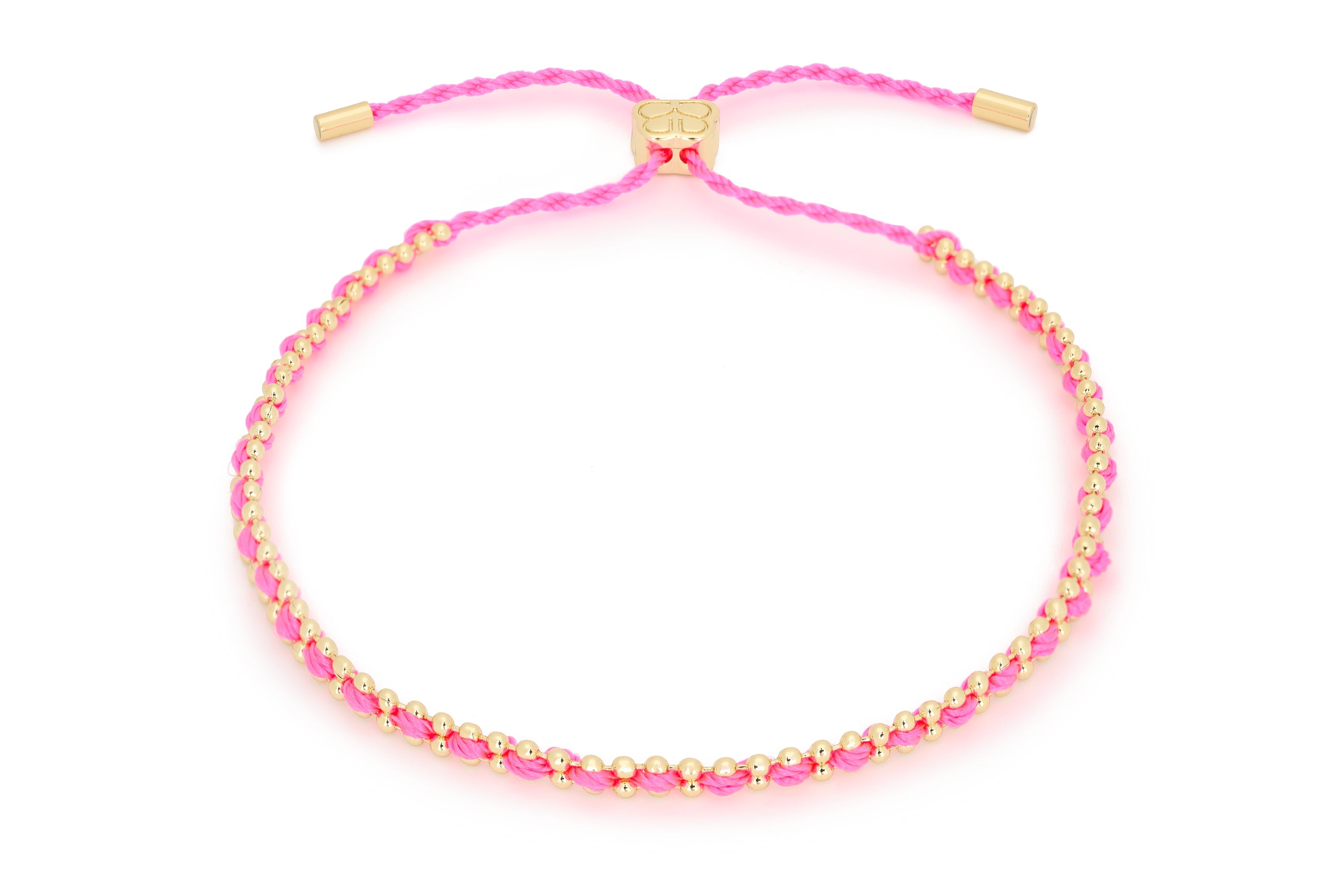 Braid Hot Pink Gold Bracelet - Boho Betty
