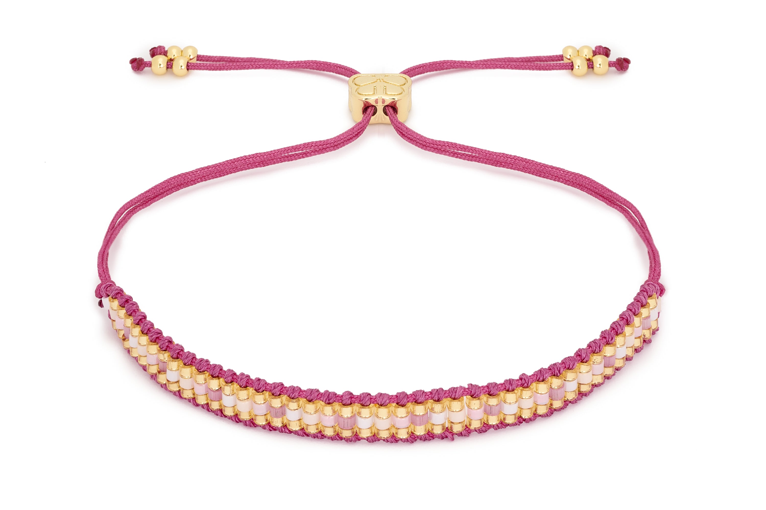 Starshine Pink Beaded Friendship Bracelet - Boho Betty
