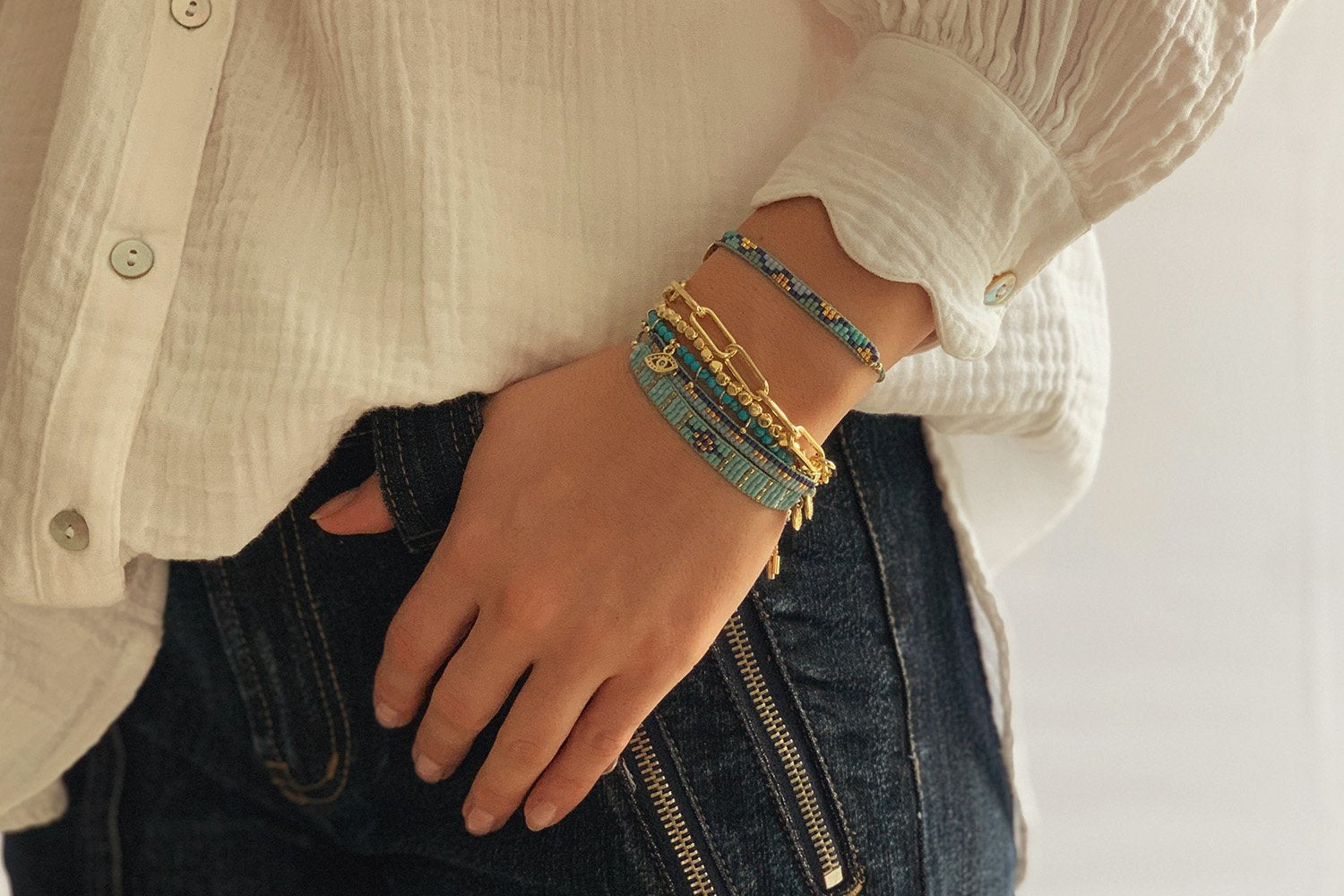 Matira Blue Beaded Friendship Bracelet - Boho Betty