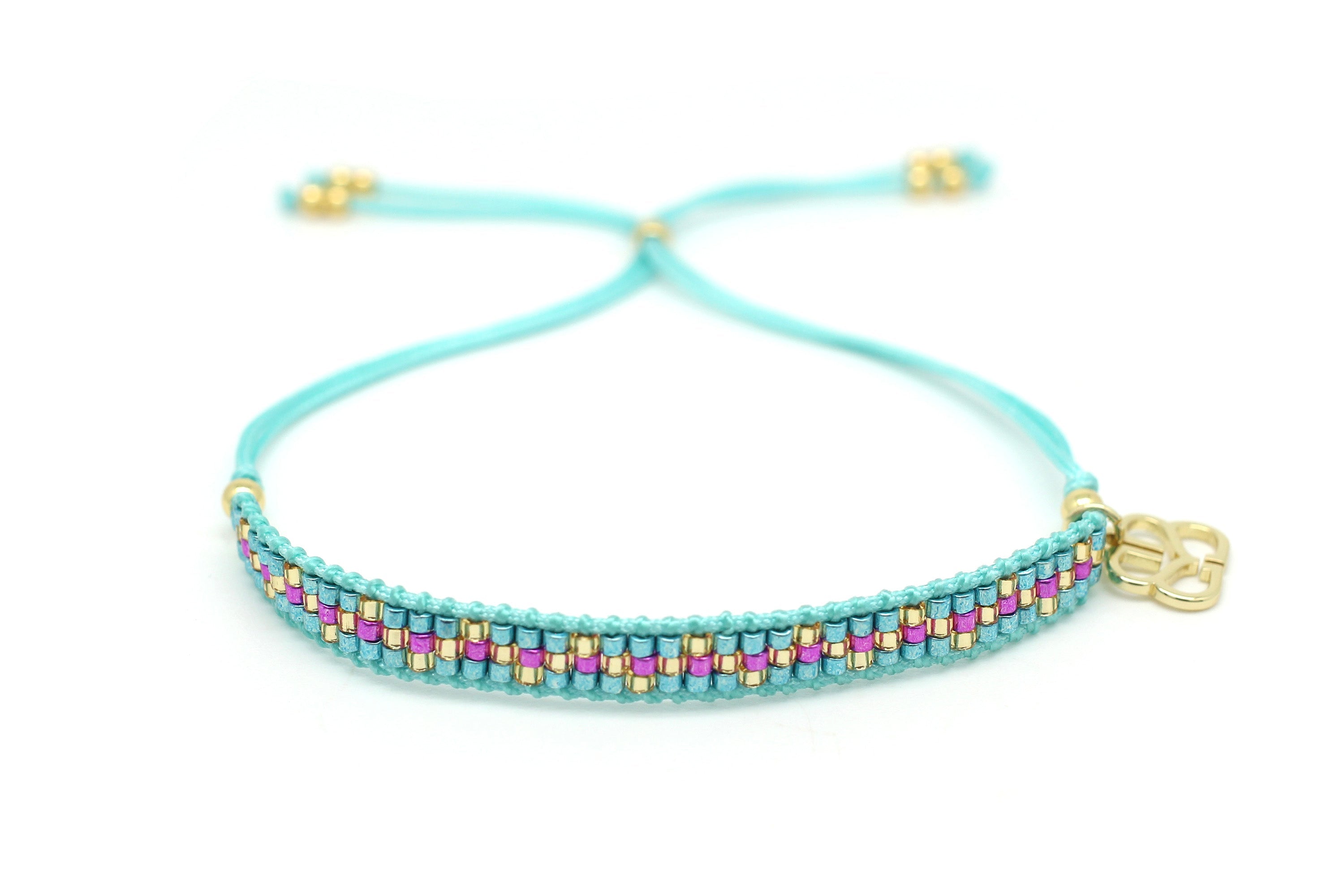 Crus Turquoise & Hot Pink Beaded Friendship Bracelet - Boho Betty