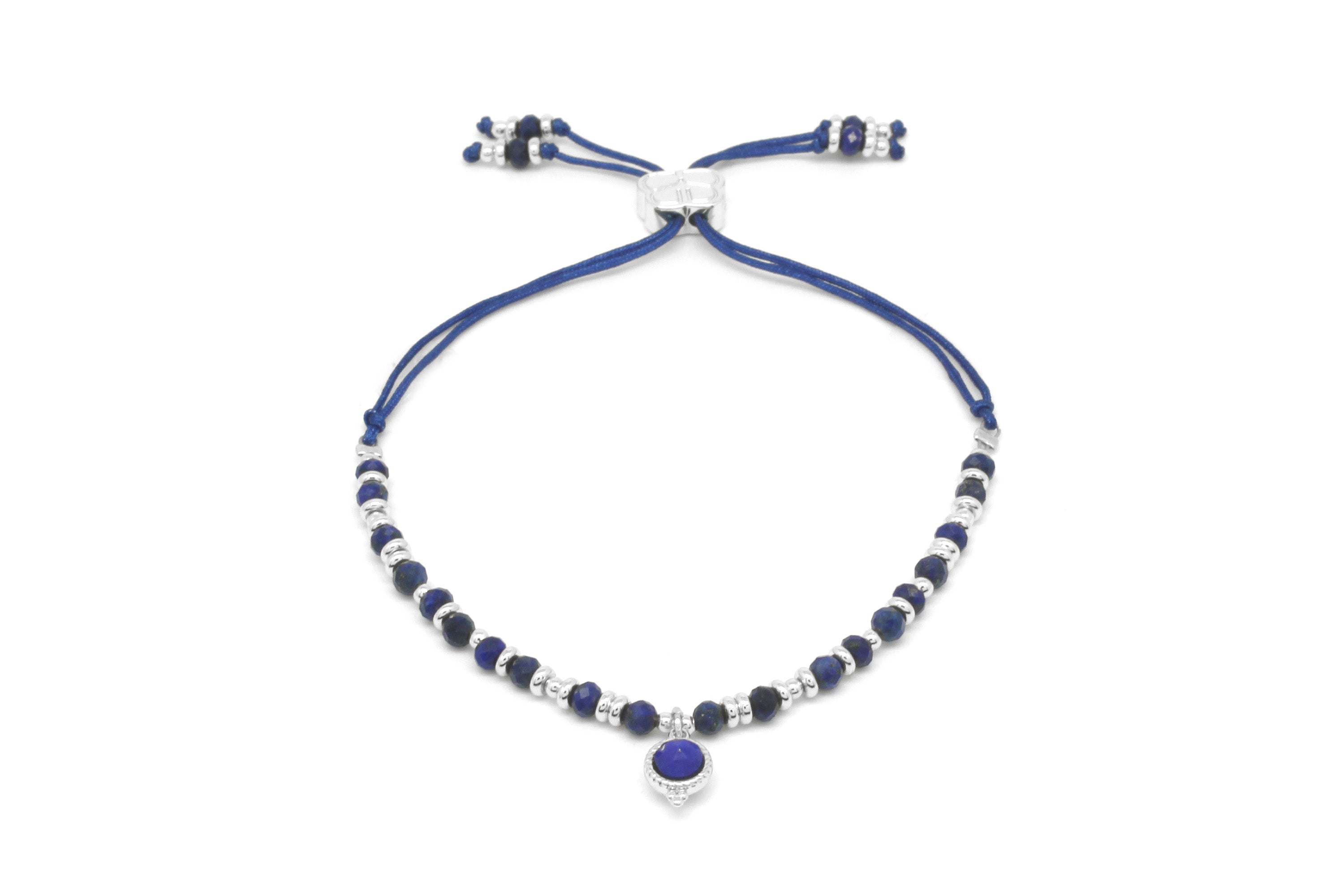 Sense Lapis Lazuli Silver Beaded Friendship Bracelet - Boho Betty