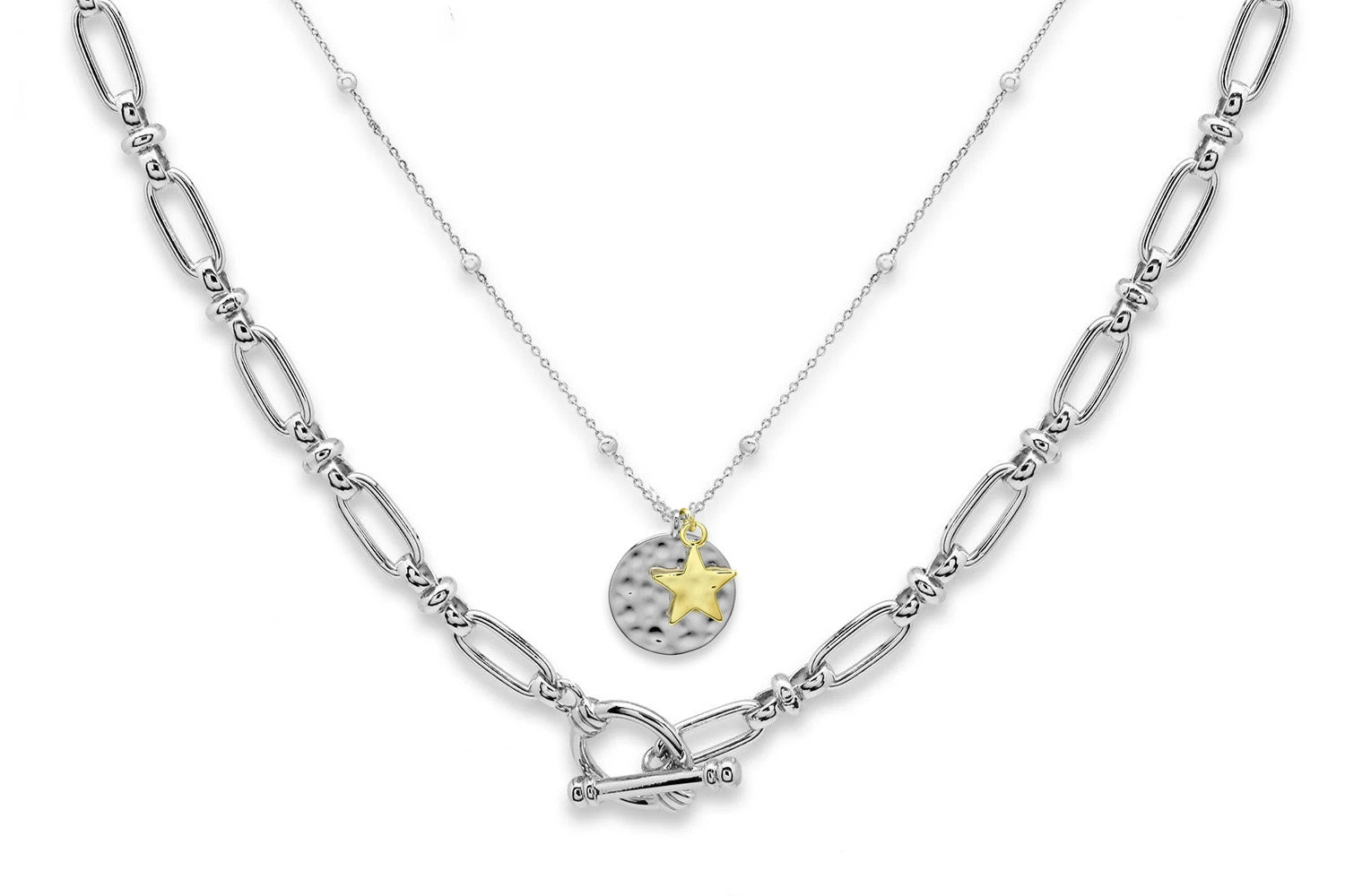 Bunda Silver Plated 2 Layered  Necklace Set - Boho Betty