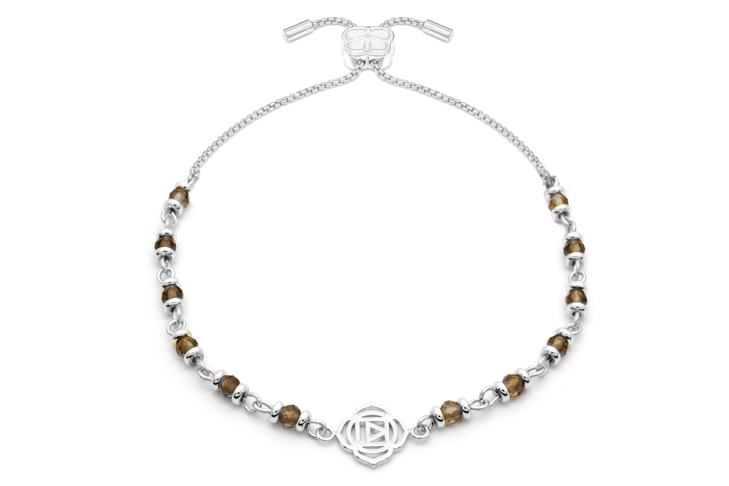 Root Chakra Gemstone Bracelet Silver - Boho Betty