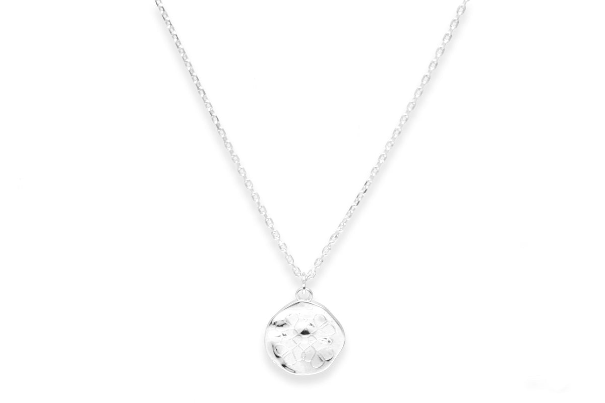 Silver Engraved Disc Pendant Necklace