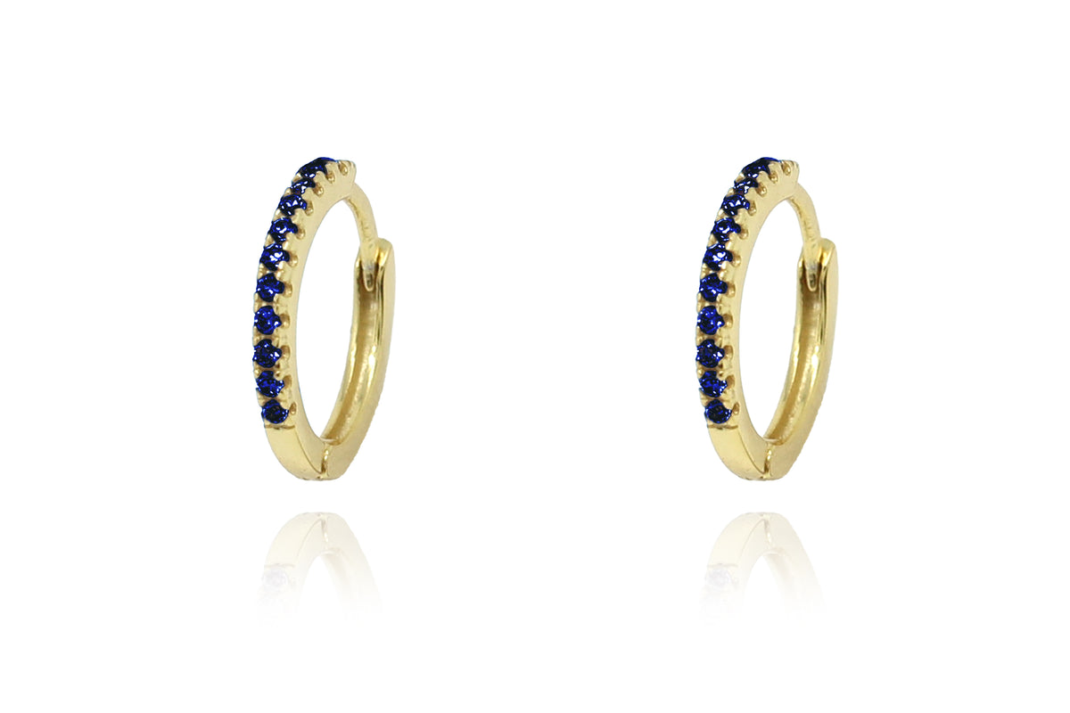 Dorval Sapphire CZ Gold Hoop Huggies Earrings
