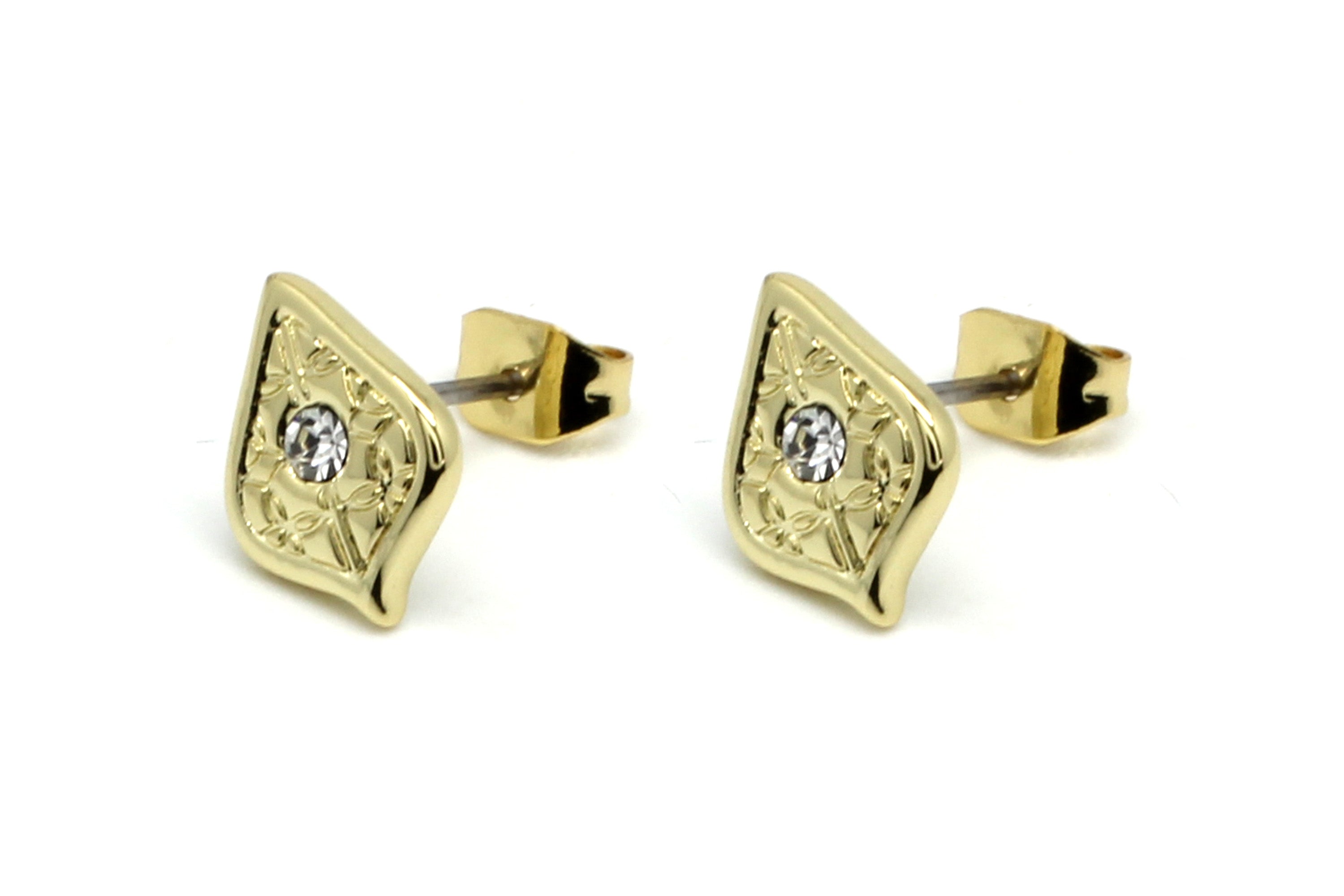 Linden CZ Gold Stud Earring#color_Gold