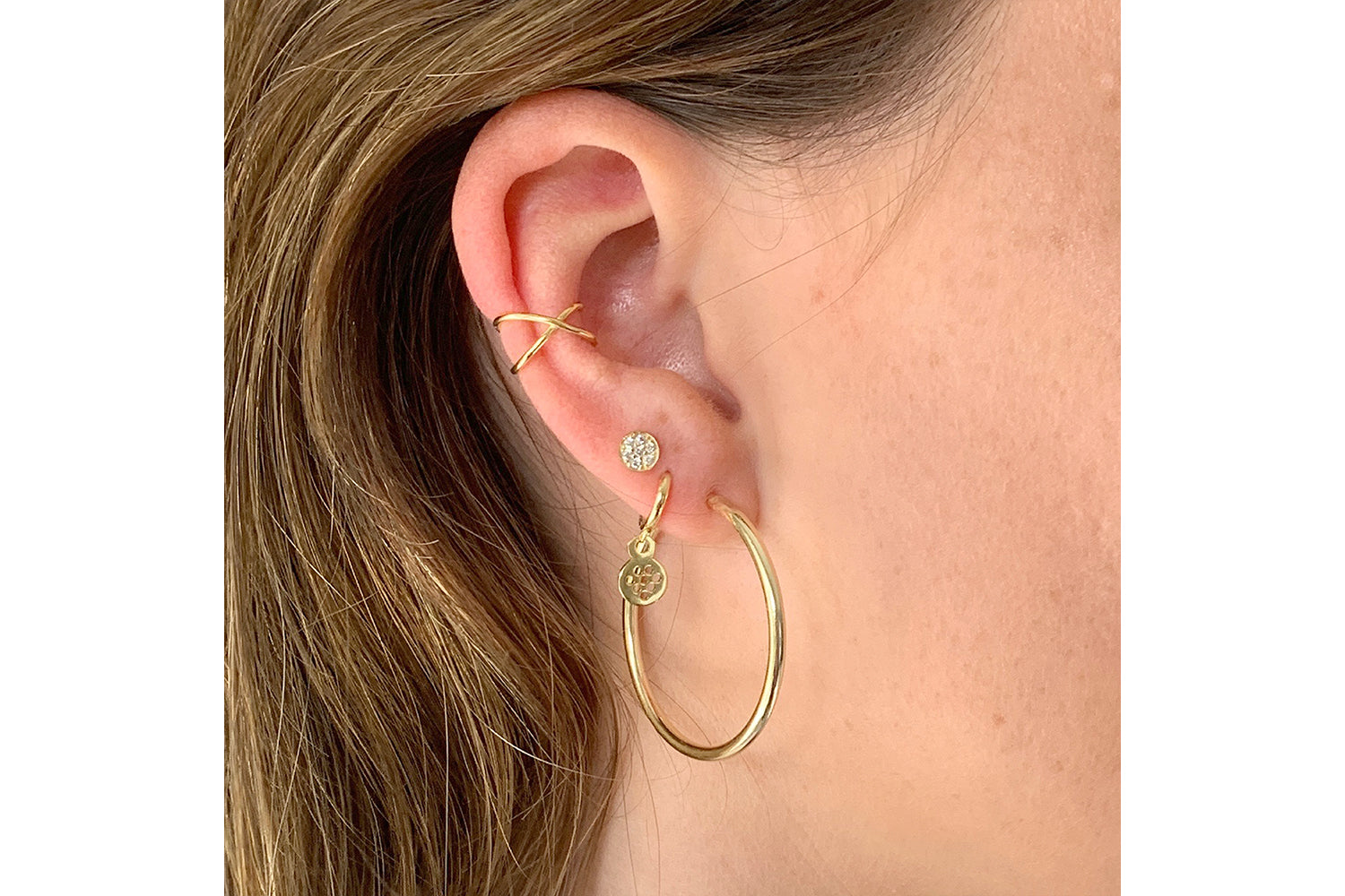 Julin 34mm Gold Plain Hoop Earrings - Boho Betty
