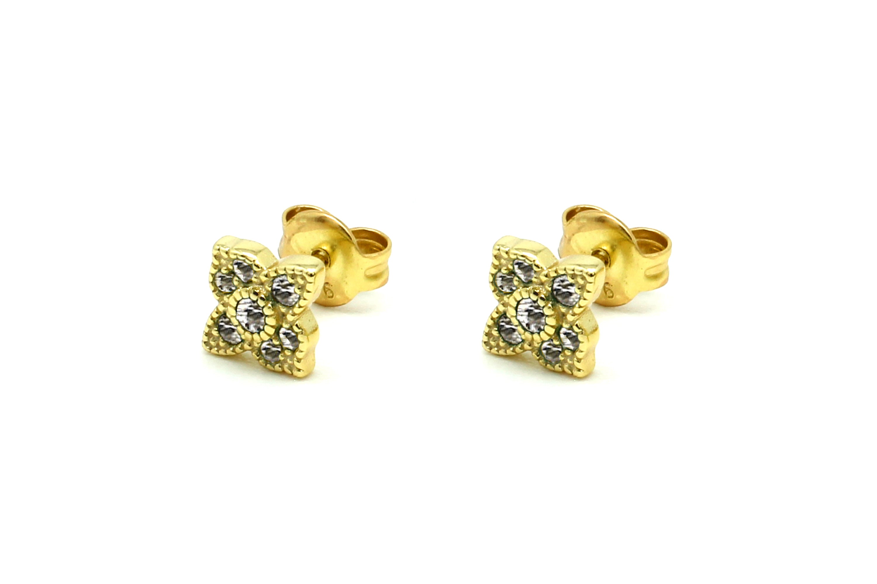 Takia Filigree CZ Gold Stud Earrings - Boho Betty