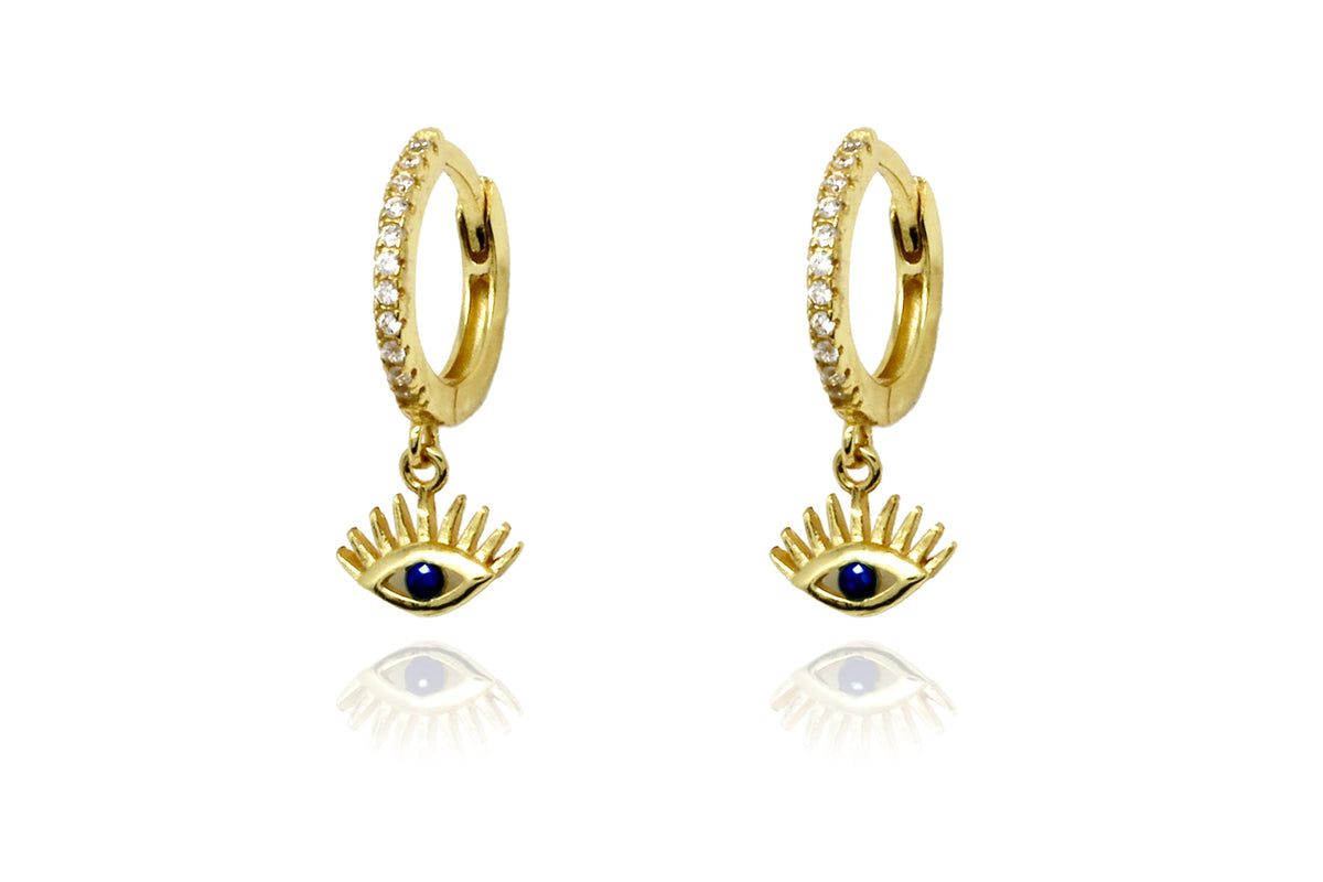 Effy Evil Eye Gold Sapphire CZ Sterling Silver Hoop Earrings