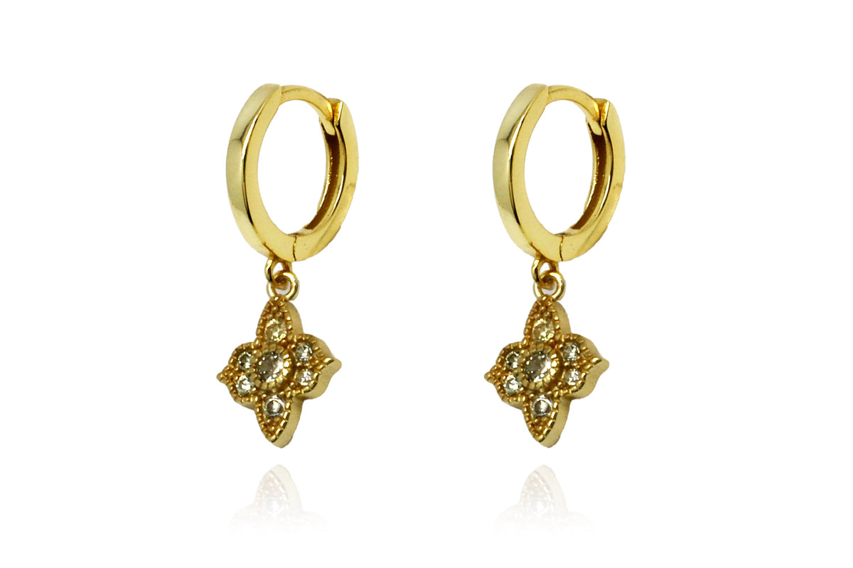 Theron Champagne CZ Sterling Silver gold Hoop Earrings