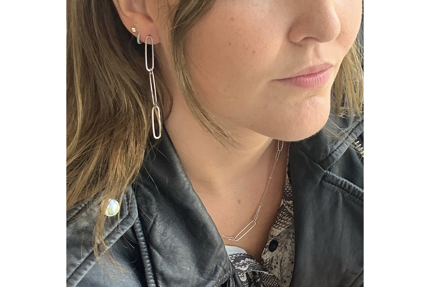 Cruz Silver Triple Link Drop Earrings - Boho Betty