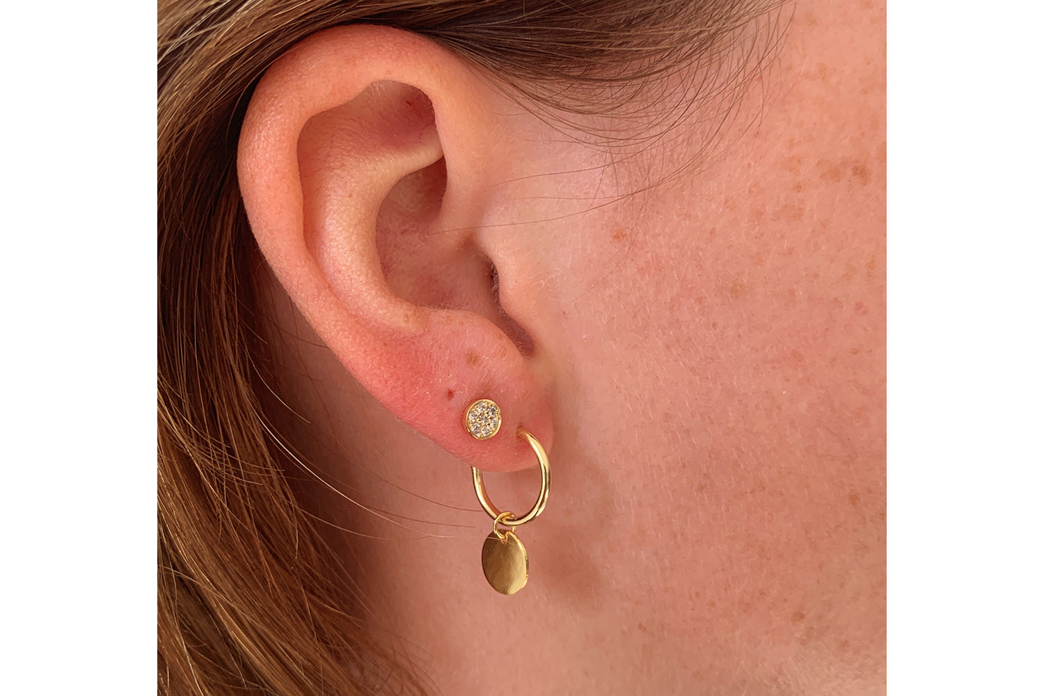 Garo Gold Disc Charm Hoop Earrings - Boho Betty