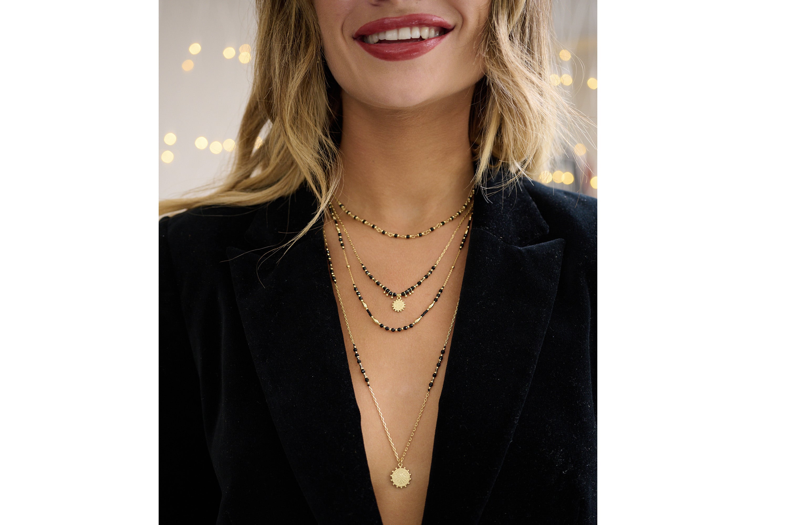 The perfect layering necklace for her. Our Flora black spinel necklace with a pendent elevates any outfit | Boho Betty