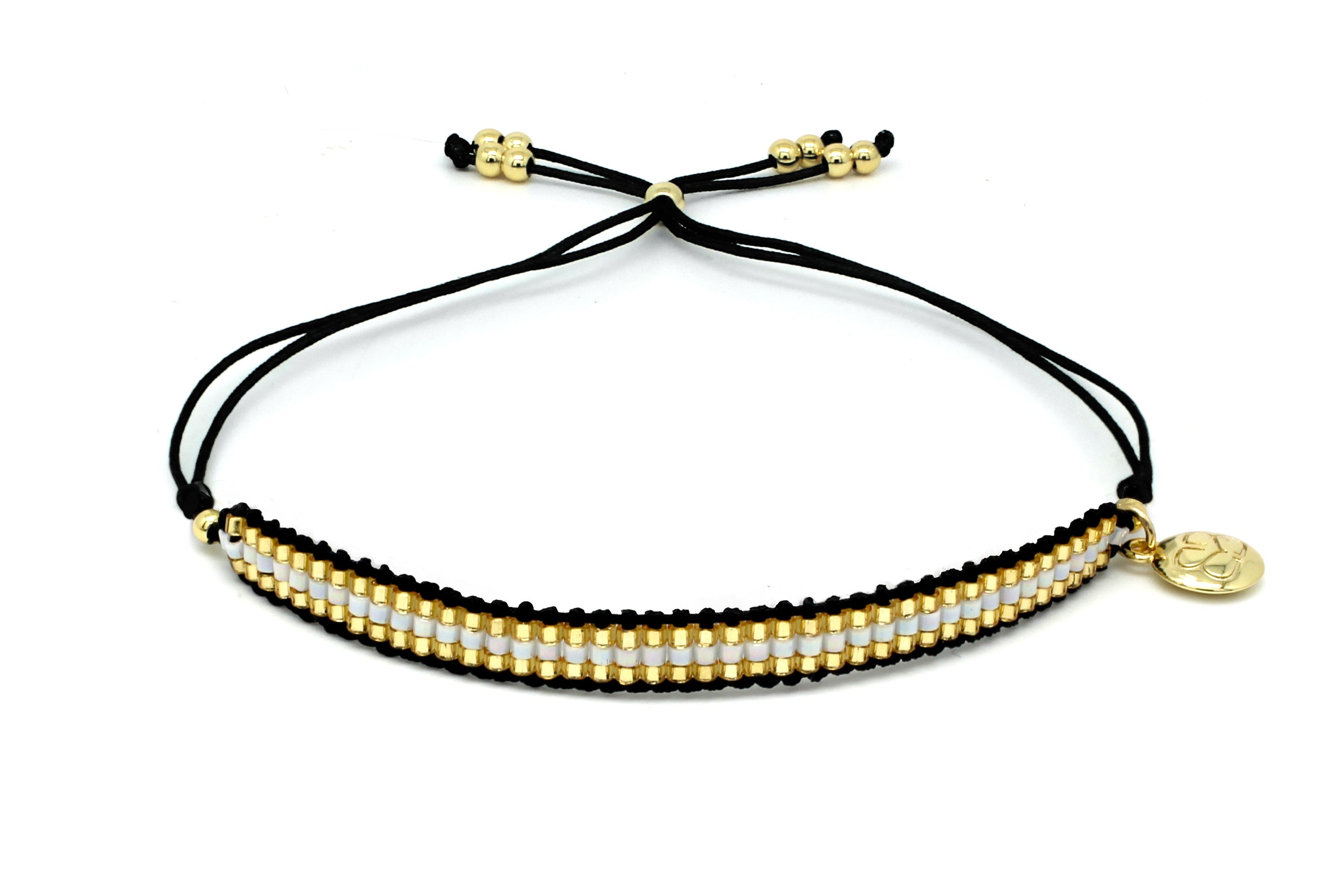 Faith Gold & Black Beaded Friendship Bracelet - Boho Betty