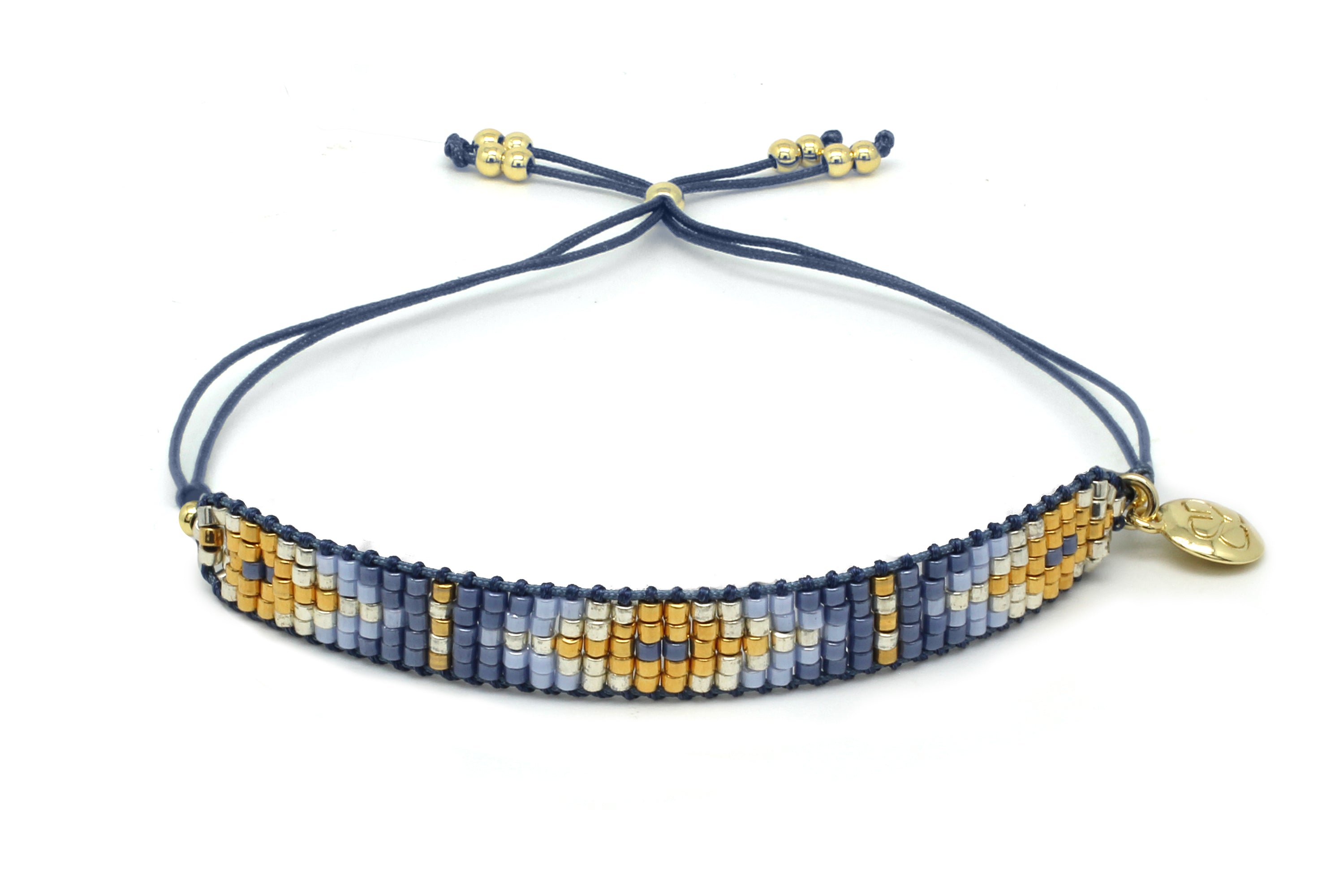 Starlight Denim Beaded Friendship Bracelet - Boho Betty