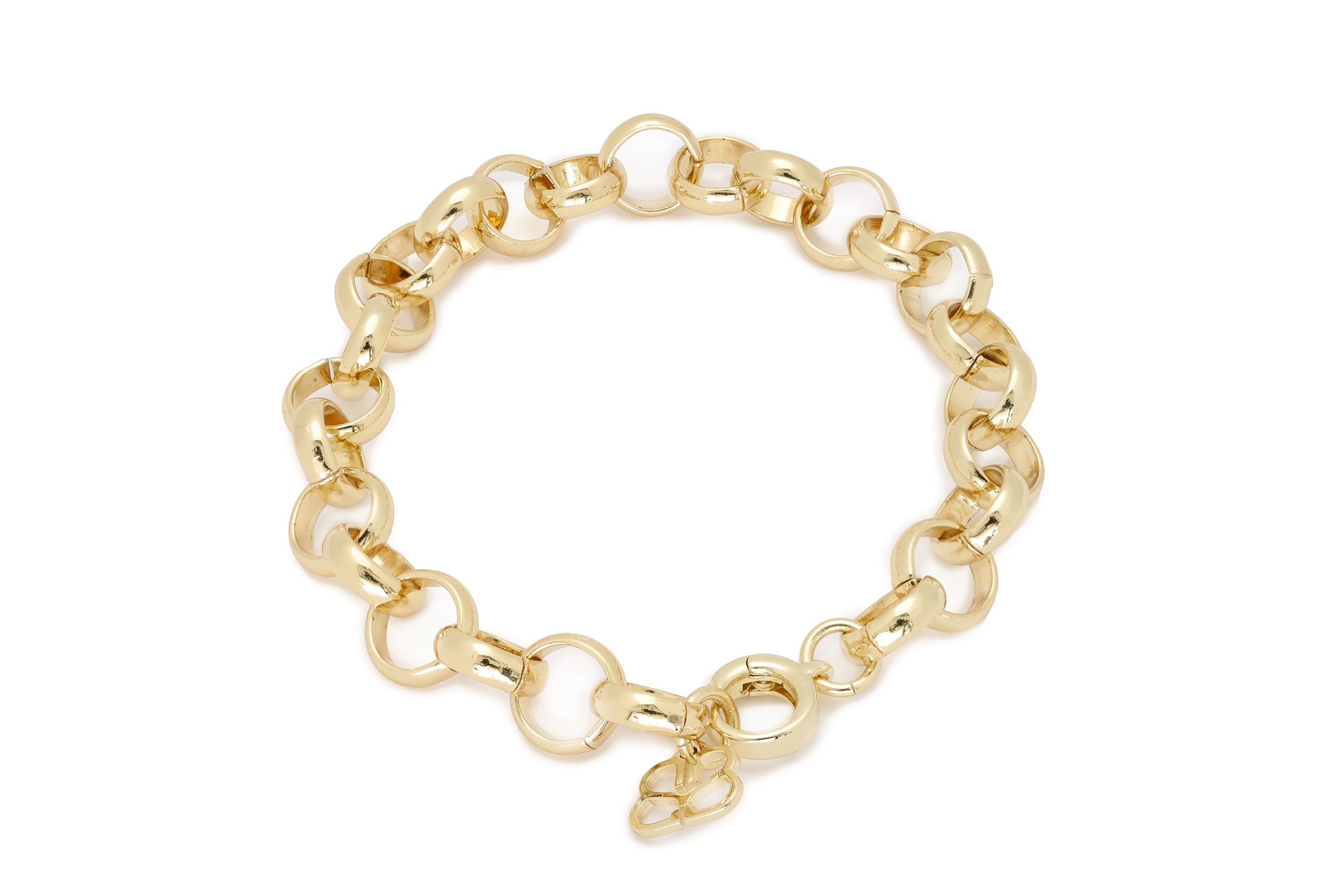 Link Circular Gold Chain Bracelet featuring bold circular links in a radiant 14k gold-plated finish, perfect for modern and timeless style.