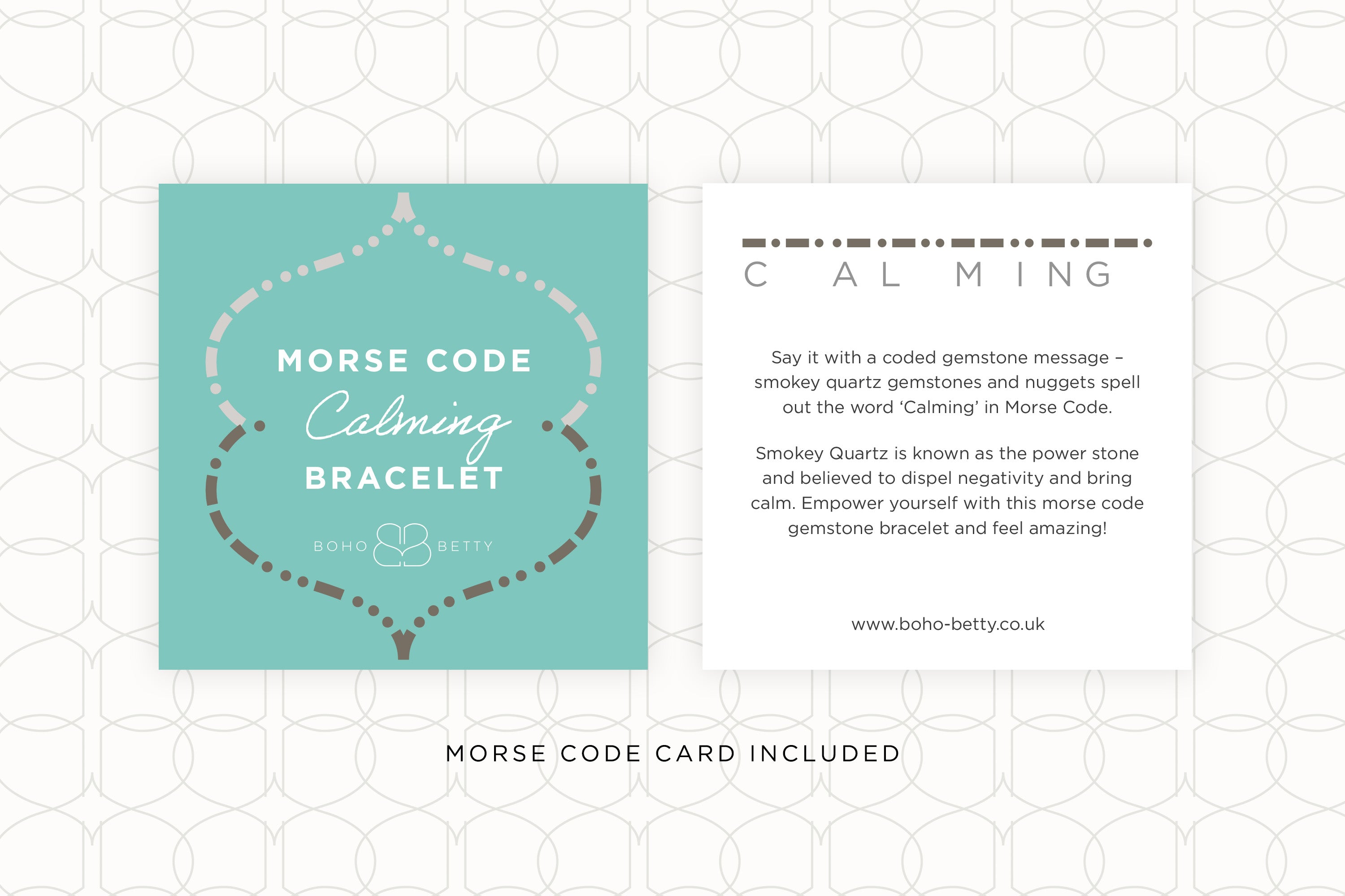 Morse Code Calming Gemstone Gold Bracelet - Boho Betty