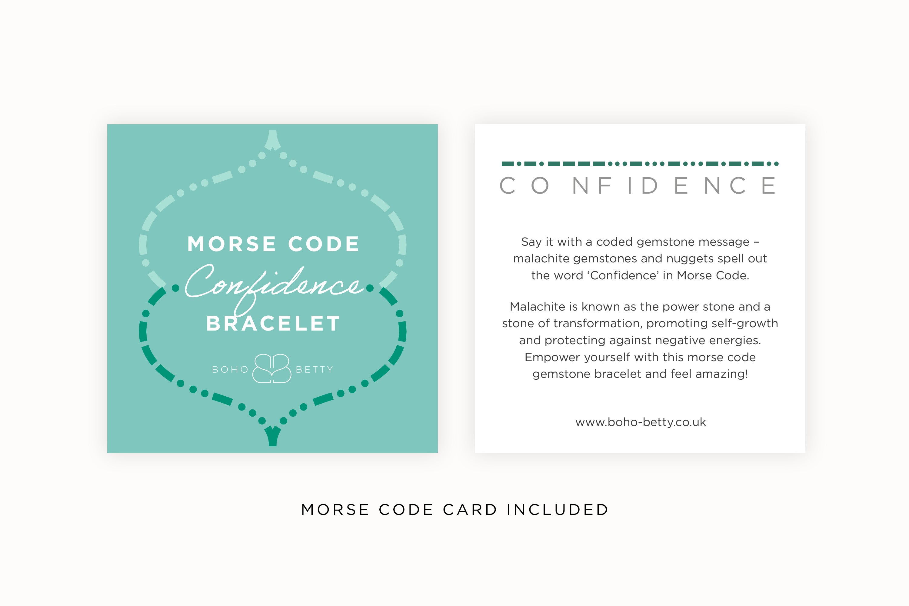 Morse Code Confidence Gemstone Silver Bracelet - Boho Betty