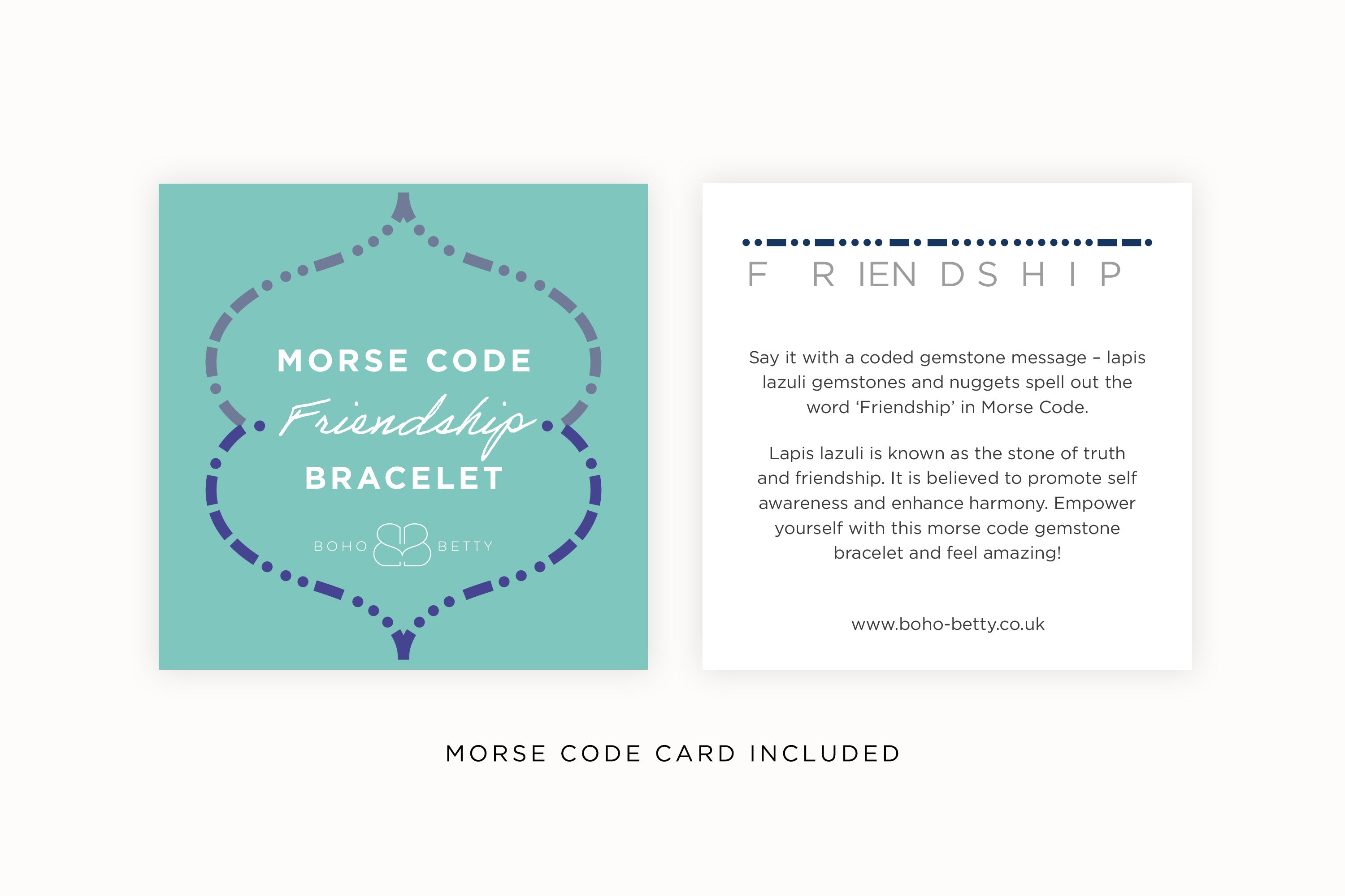 Morse Code Friendship Gemstone Silver Bracelet - Boho Betty