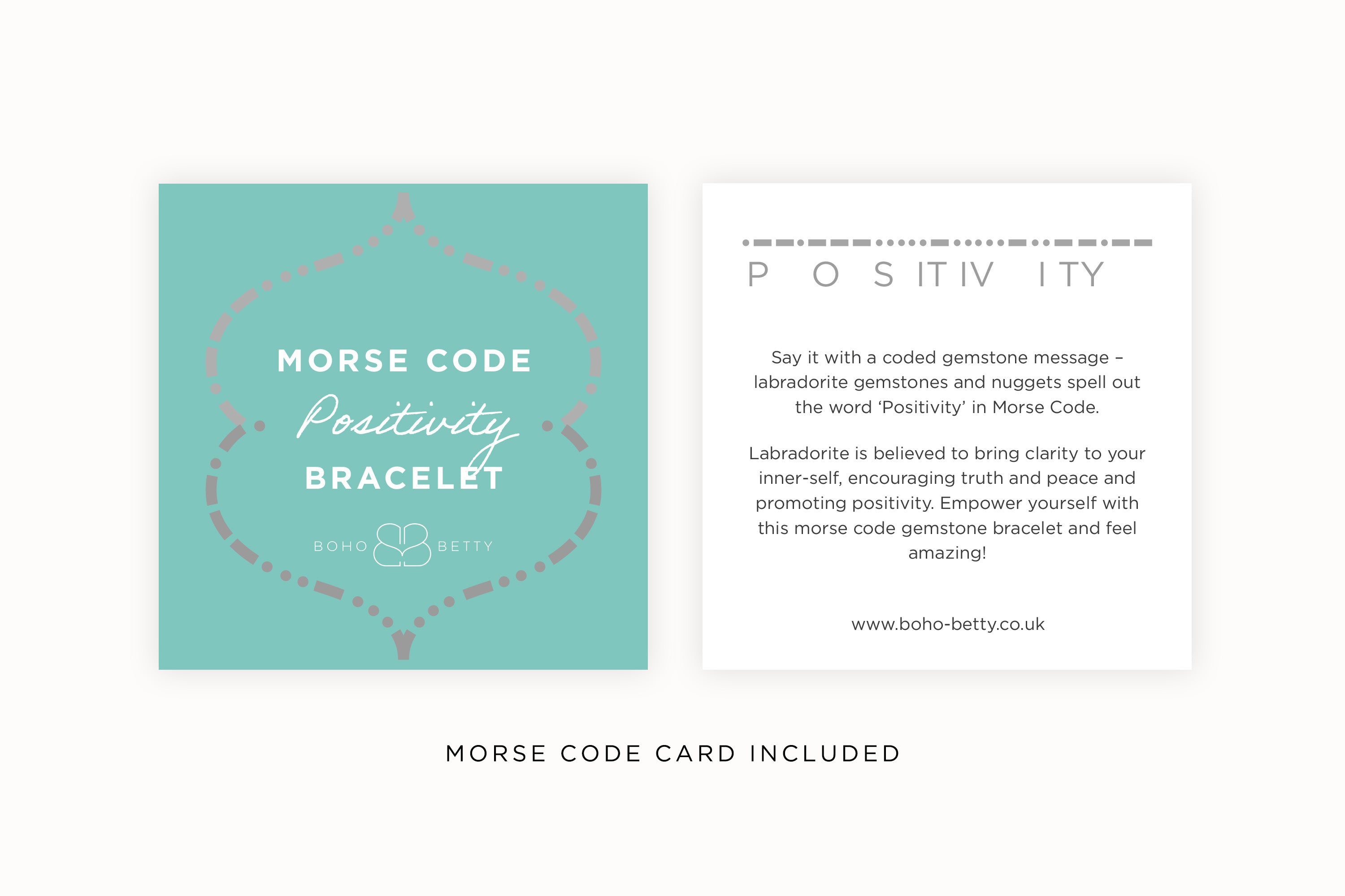 Morse Code Positivity Gemstone Silver Bracelet - Boho Betty