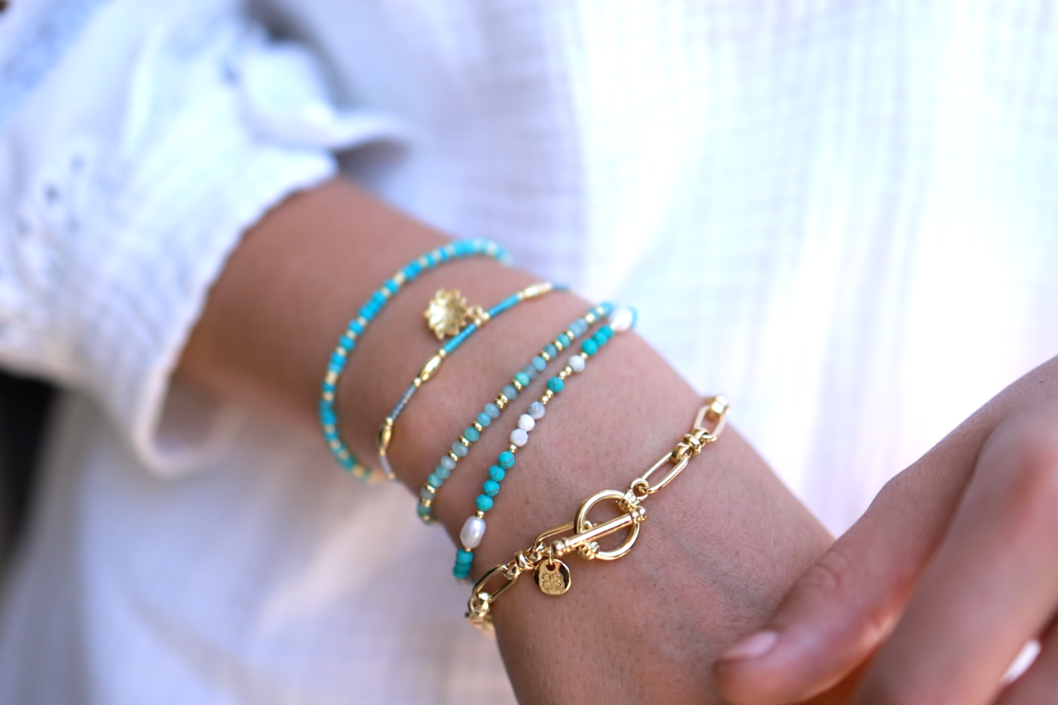 Mystical Turquoise Gold Bracelet - Boho Betty