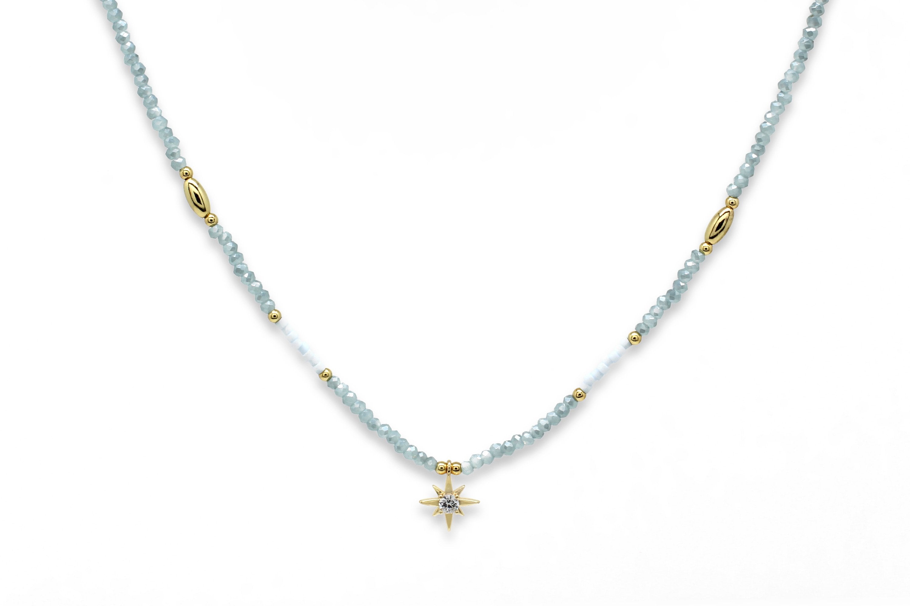 Aditi Silver Beaded Star Necklace #color_Gold