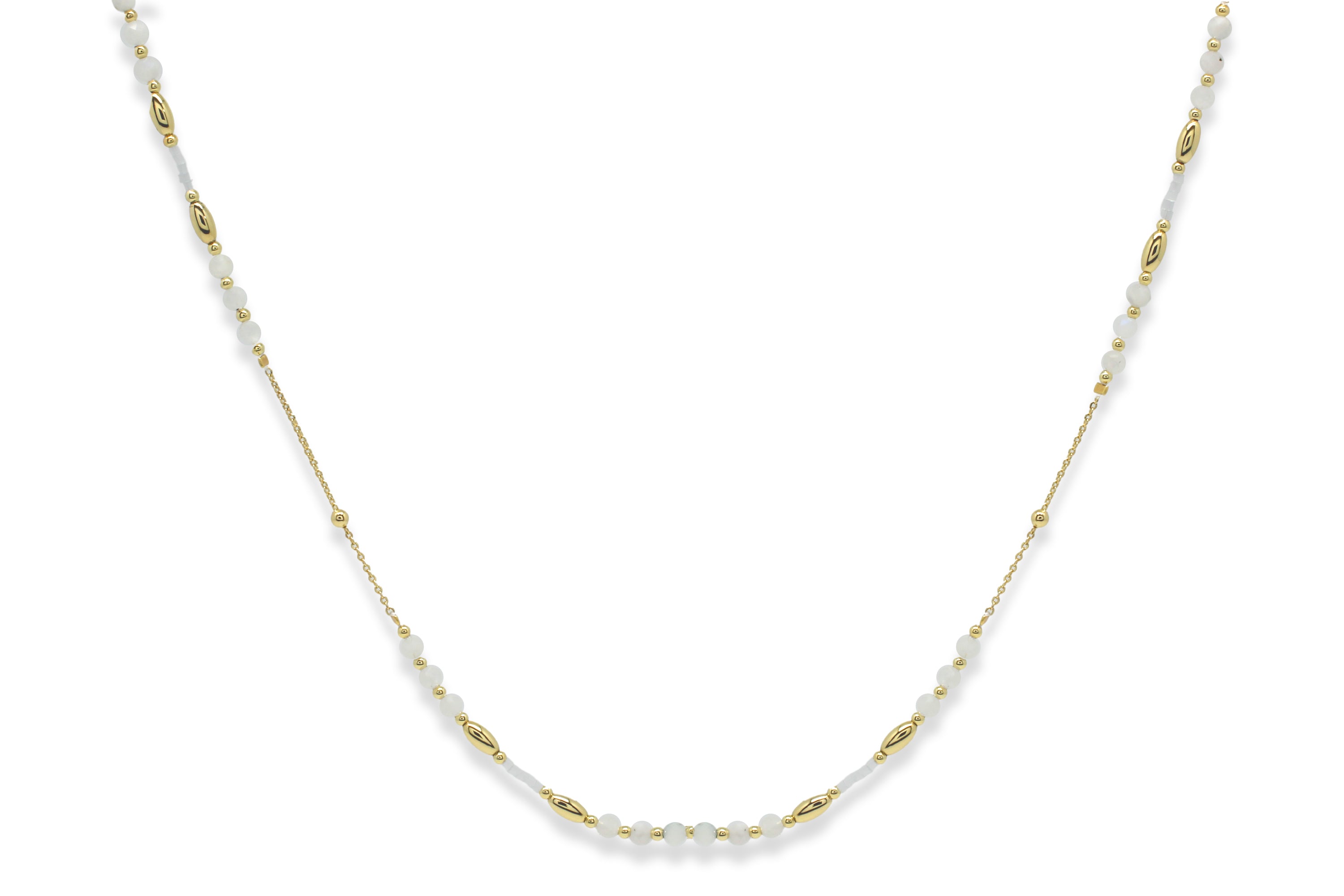 Horus Rainbow Moonstone Gemstone Gold Necklace#color_Gold