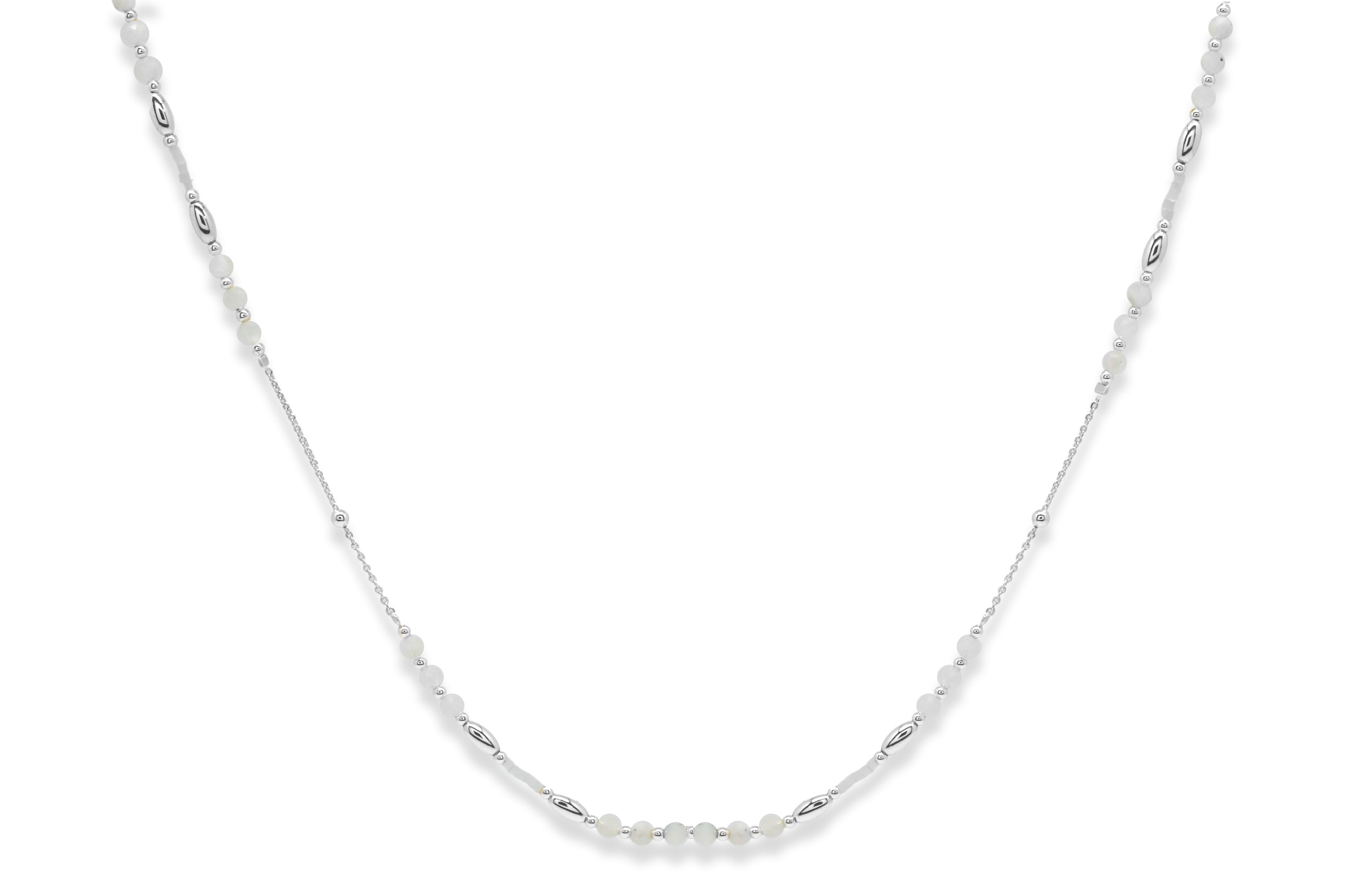 Horus Rainbow Moonstone Silver Gemstone Necklace - Boho Betty
